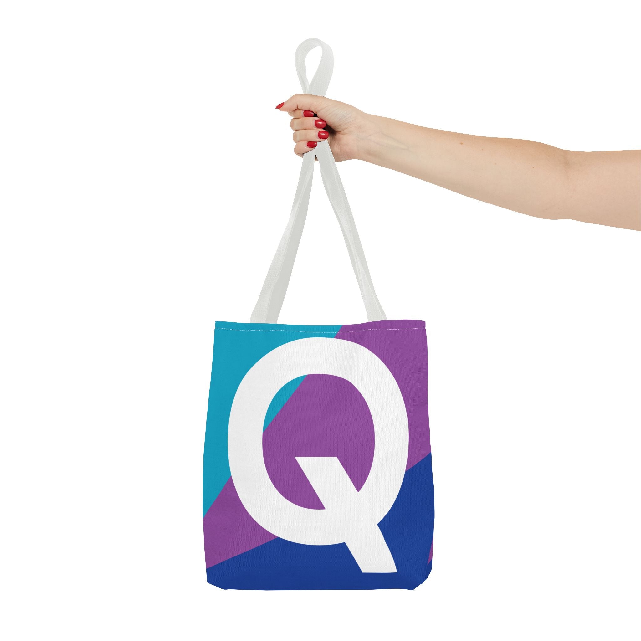 Monogram 'Q' Colorblock Tote Bag — Personalized Initial Q Shoulder Tote