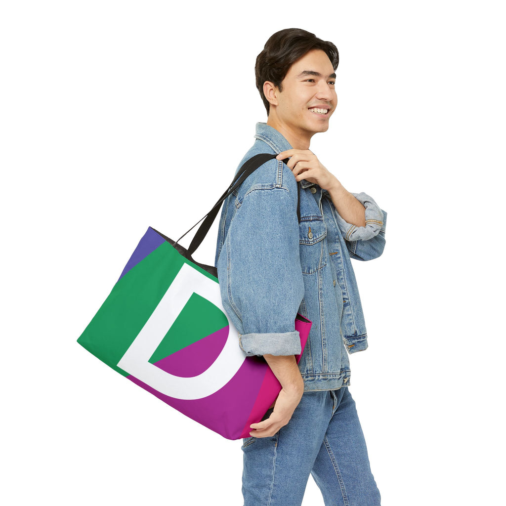 Personalized 'D' Colorblock Tote Bag — Monogram Weekender Tote