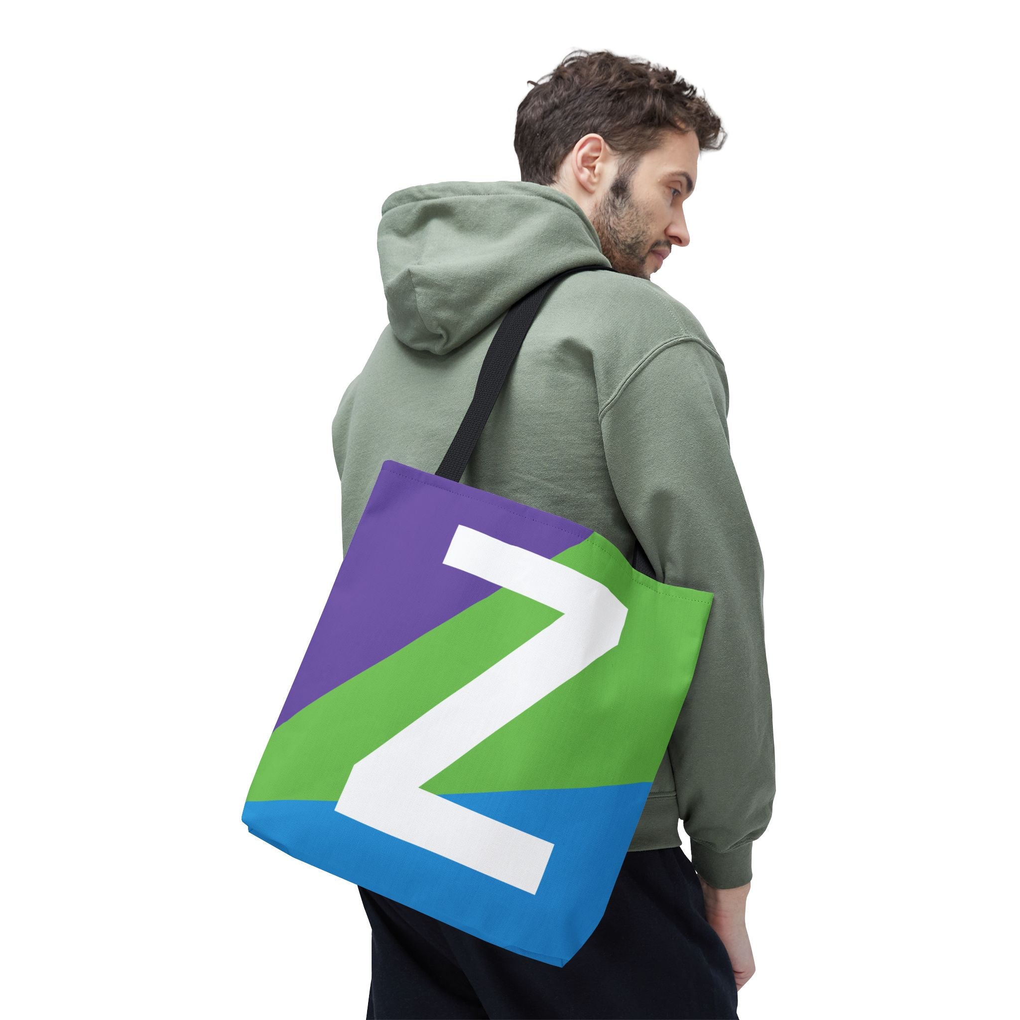 Monogram 'Z' Colorblock Tote Bag — Personalized Initial Z Shoulder Tote