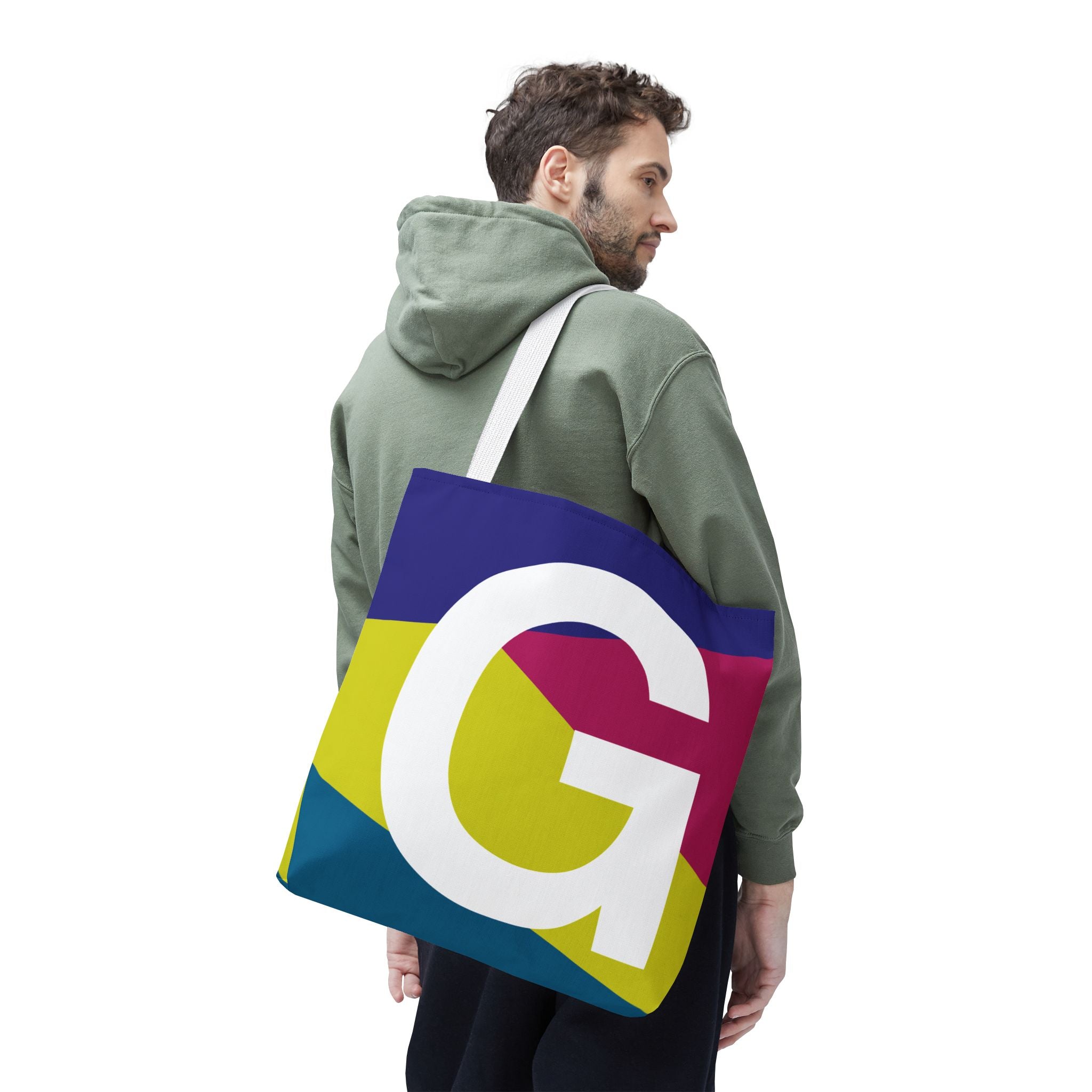 Monogram 'G' Colorblock Tote Bag — Personalized Initial G Shoulder Tote
