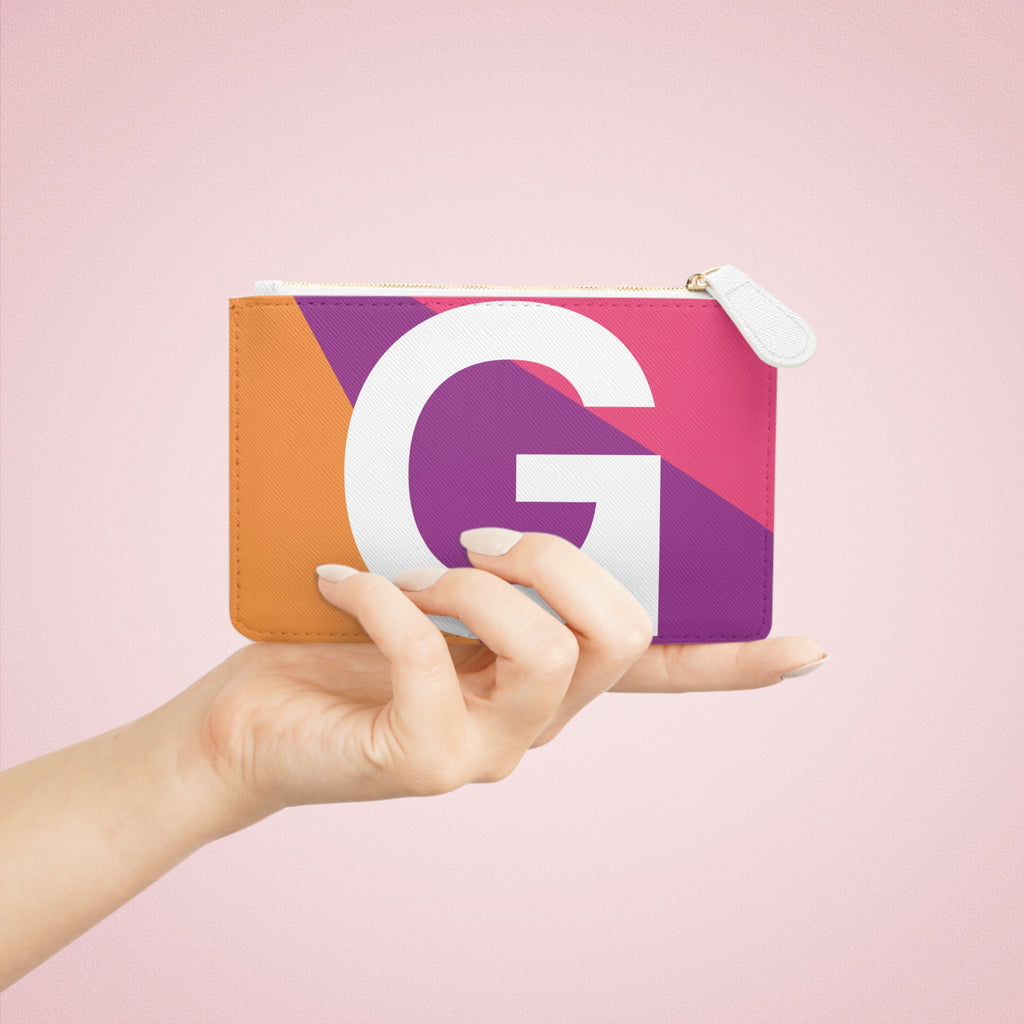 Initial G Mini Clutch — Colorblock Monogram Wristlet Wallet