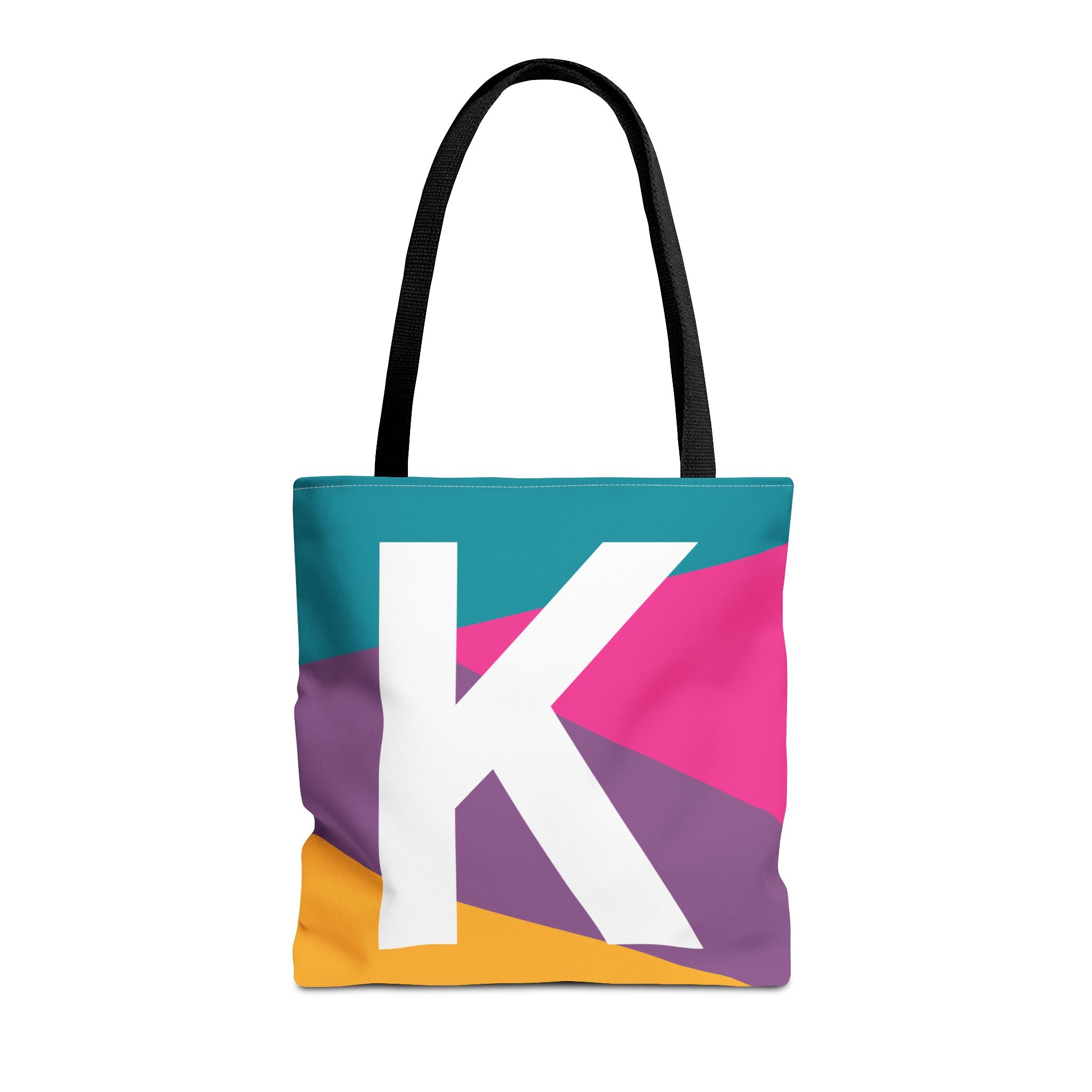 Monogram 'K' Colorblock Tote Bag — Personalized Initial K Shoulder Tote
