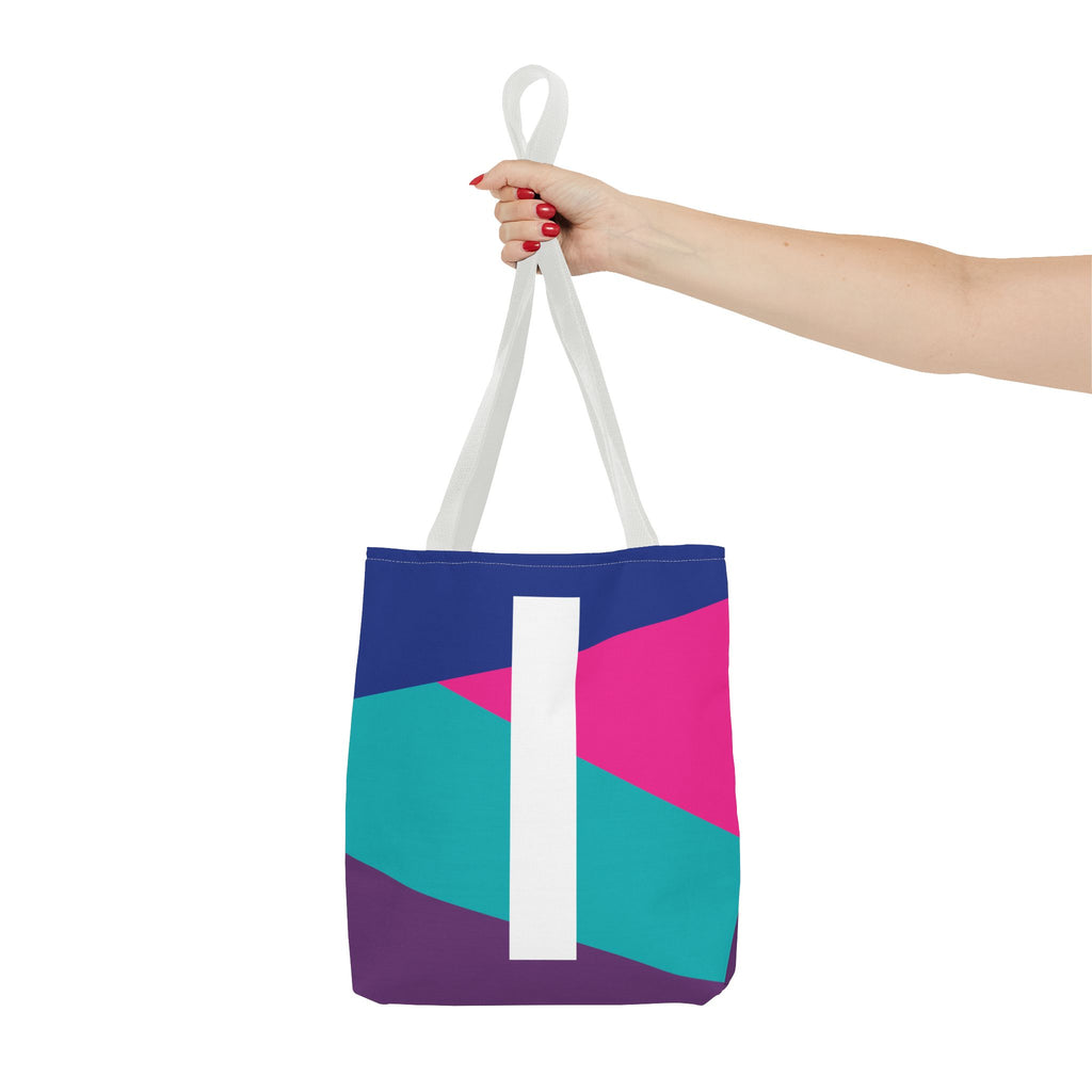 Monogram 'I' Colorblock Tote Bag — Personalized Initial I Shoulder Tote