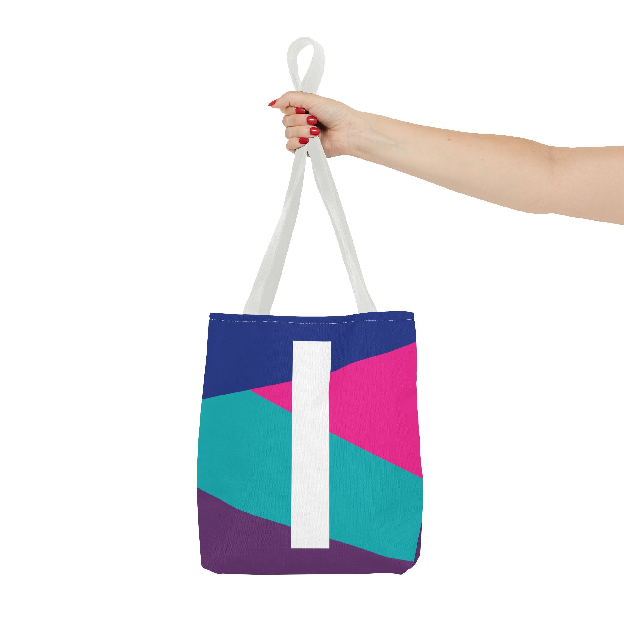 Monogram 'I' Colorblock Tote Bag — Personalized Initial I Shoulder Tote