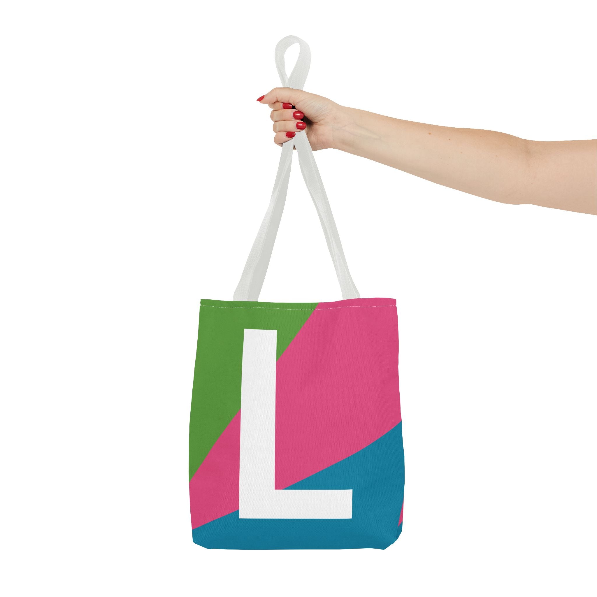 Monogram 'L' Colorblock Tote Bag — Personalized Initial L Shoulder Tote