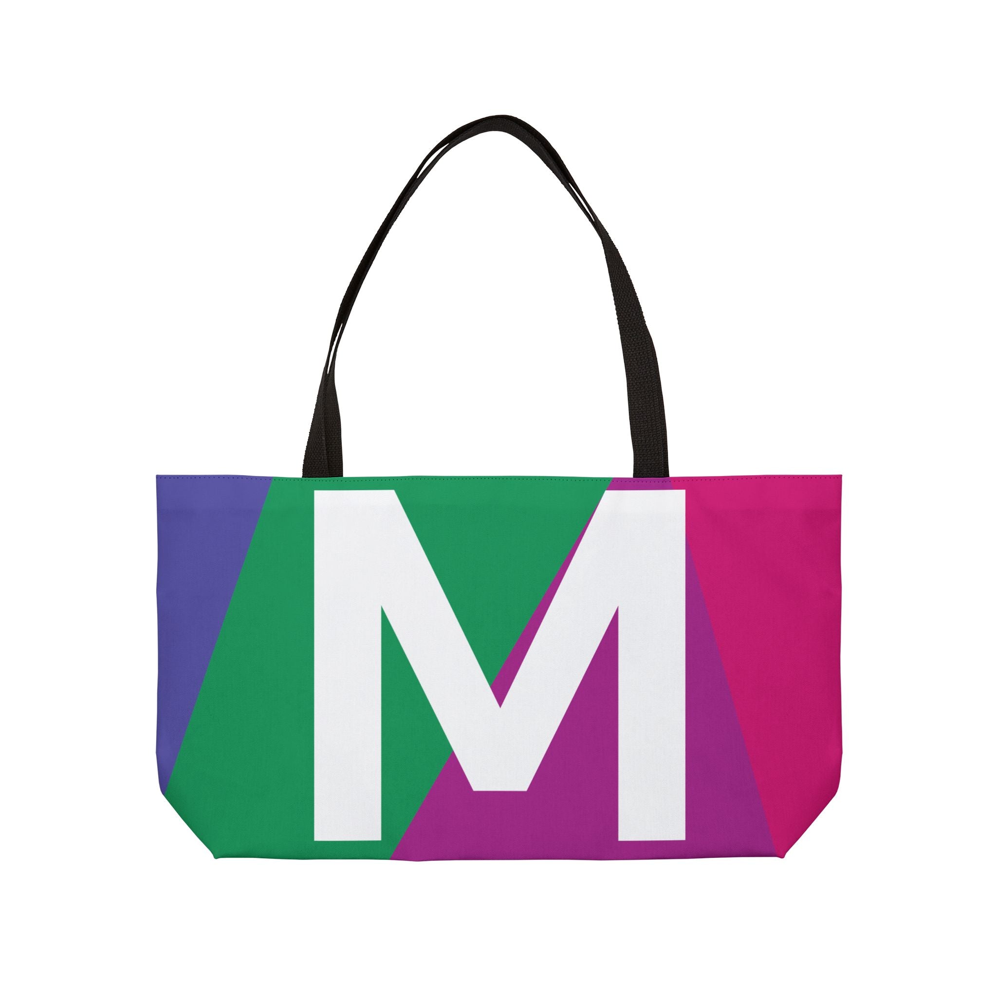 Personalized 'M' Colorblock Tote Bag — Monogram Weekender Tote
