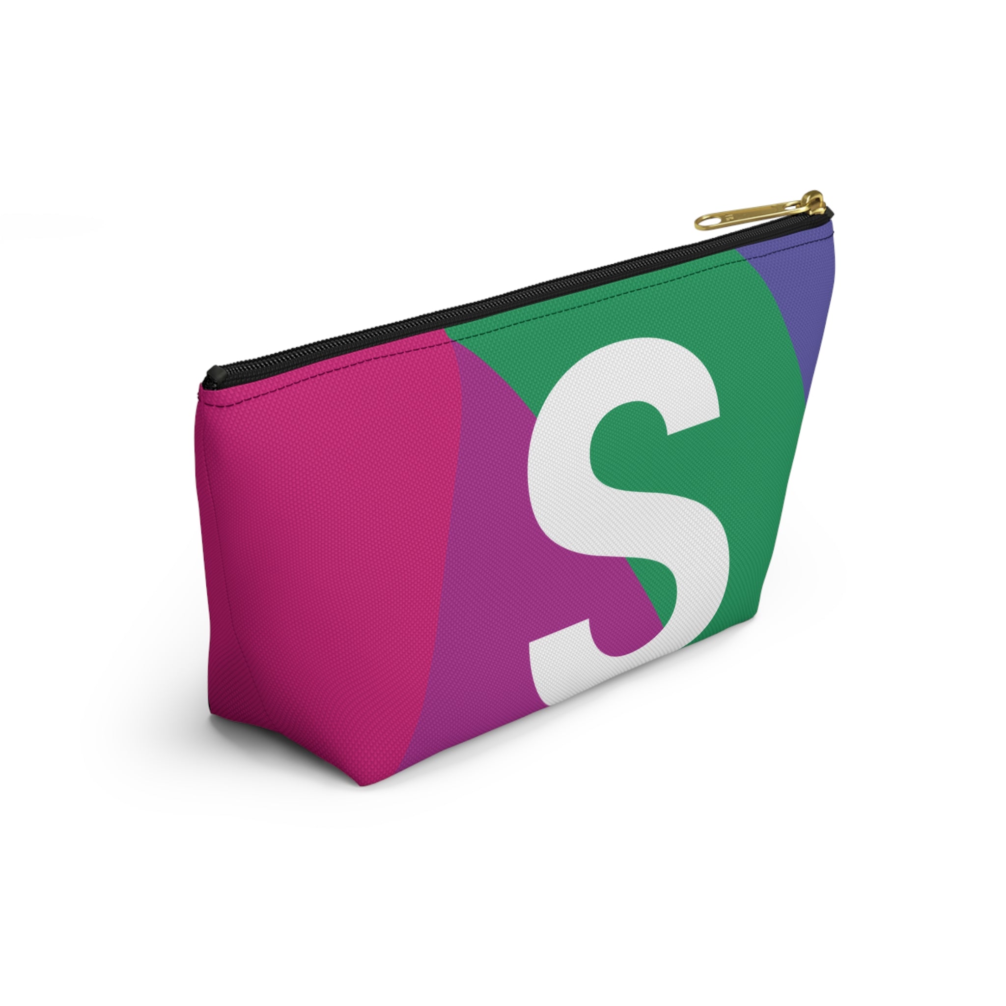 Initials Colorblock Accessory Pouch — Monogram S T-Bottom Cosmetic Bag