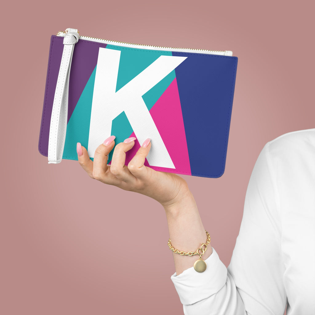 Monogram 'K' Colorblock Clutch Bag — Bold Geometric Wristlet for Everyday & Gifts