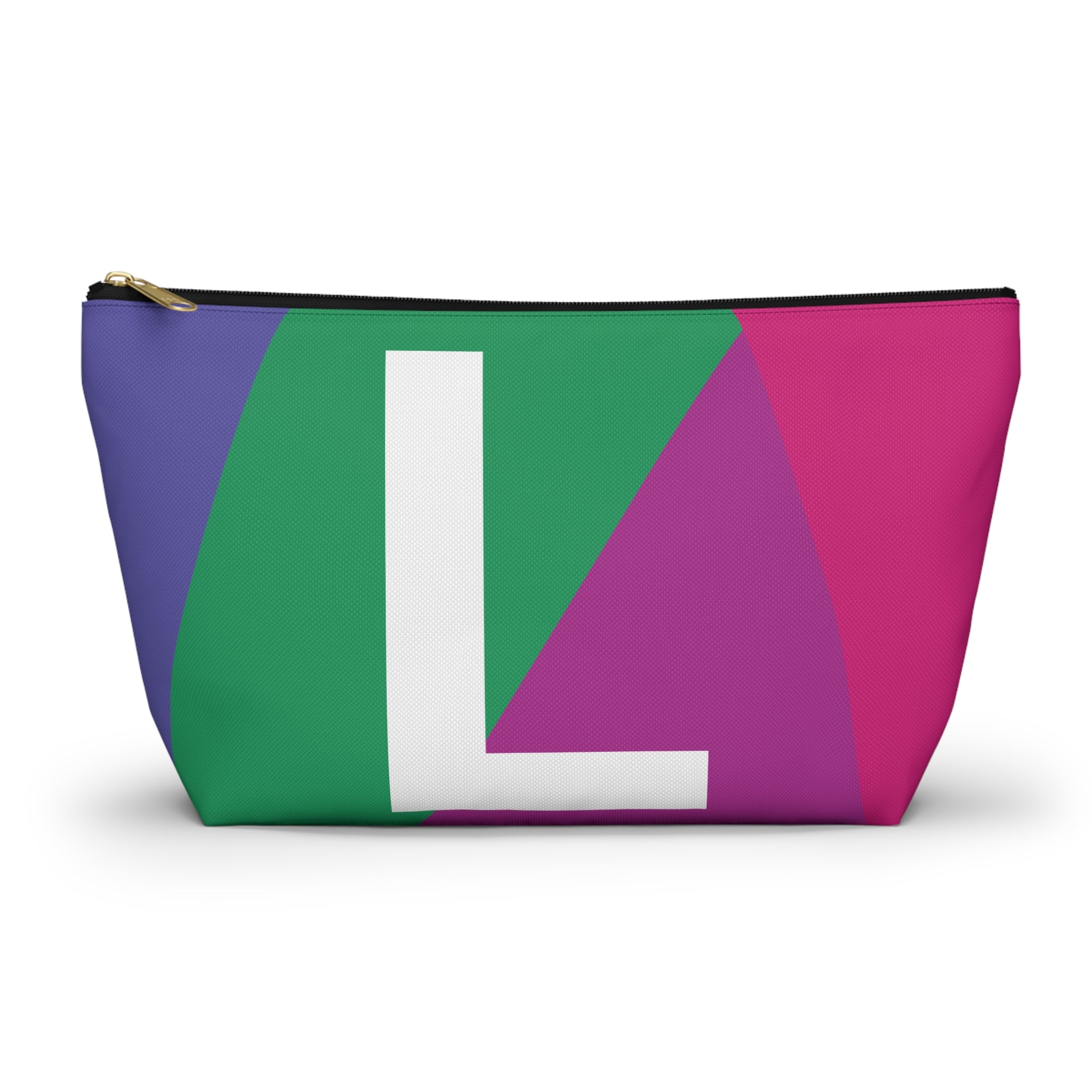 Initials Colorblock Accessory Pouch — Monogram L T-Bottom Cosmetic Bag