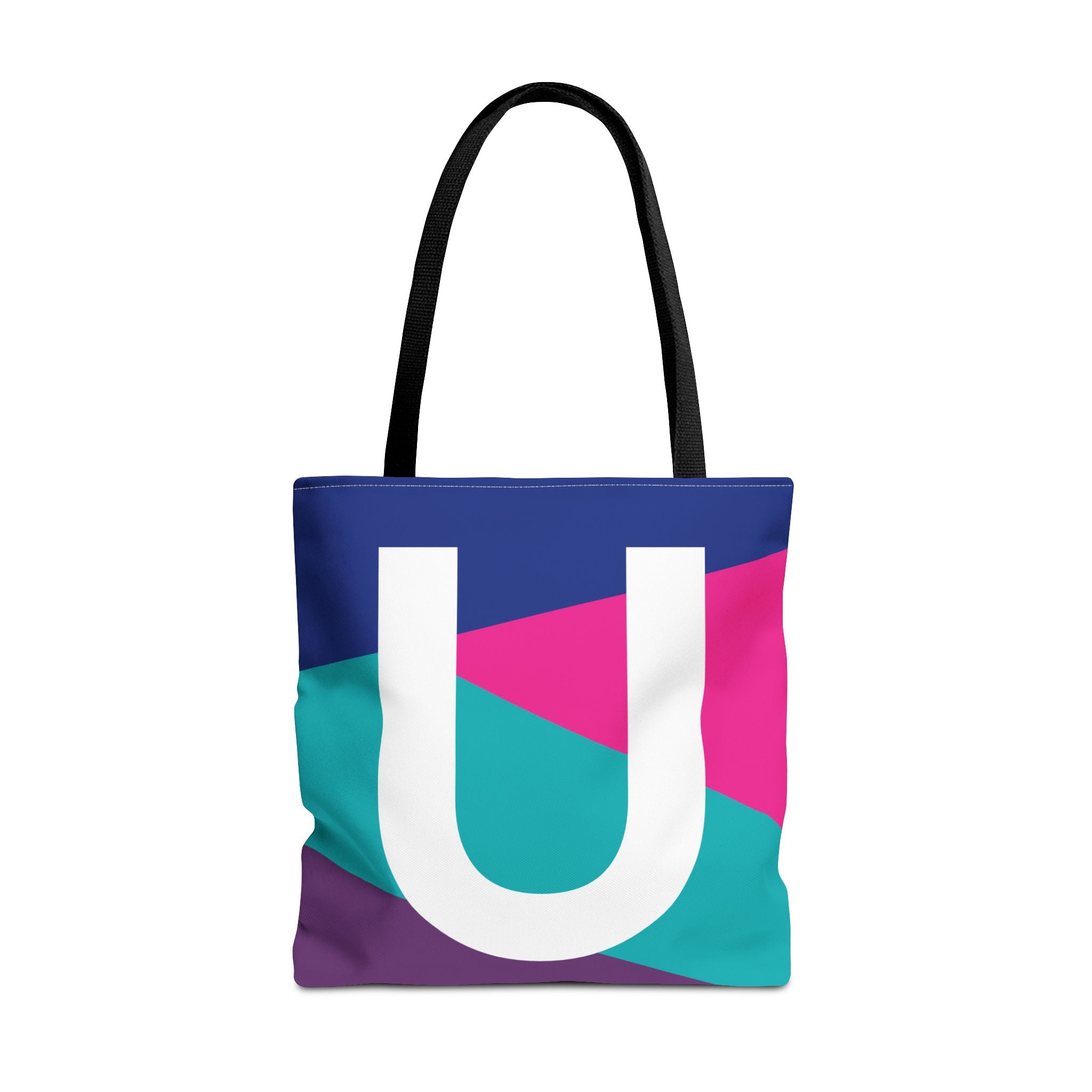 Monogram 'U' Colorblock Tote Bag — Personalized Initial U Shoulder Tote