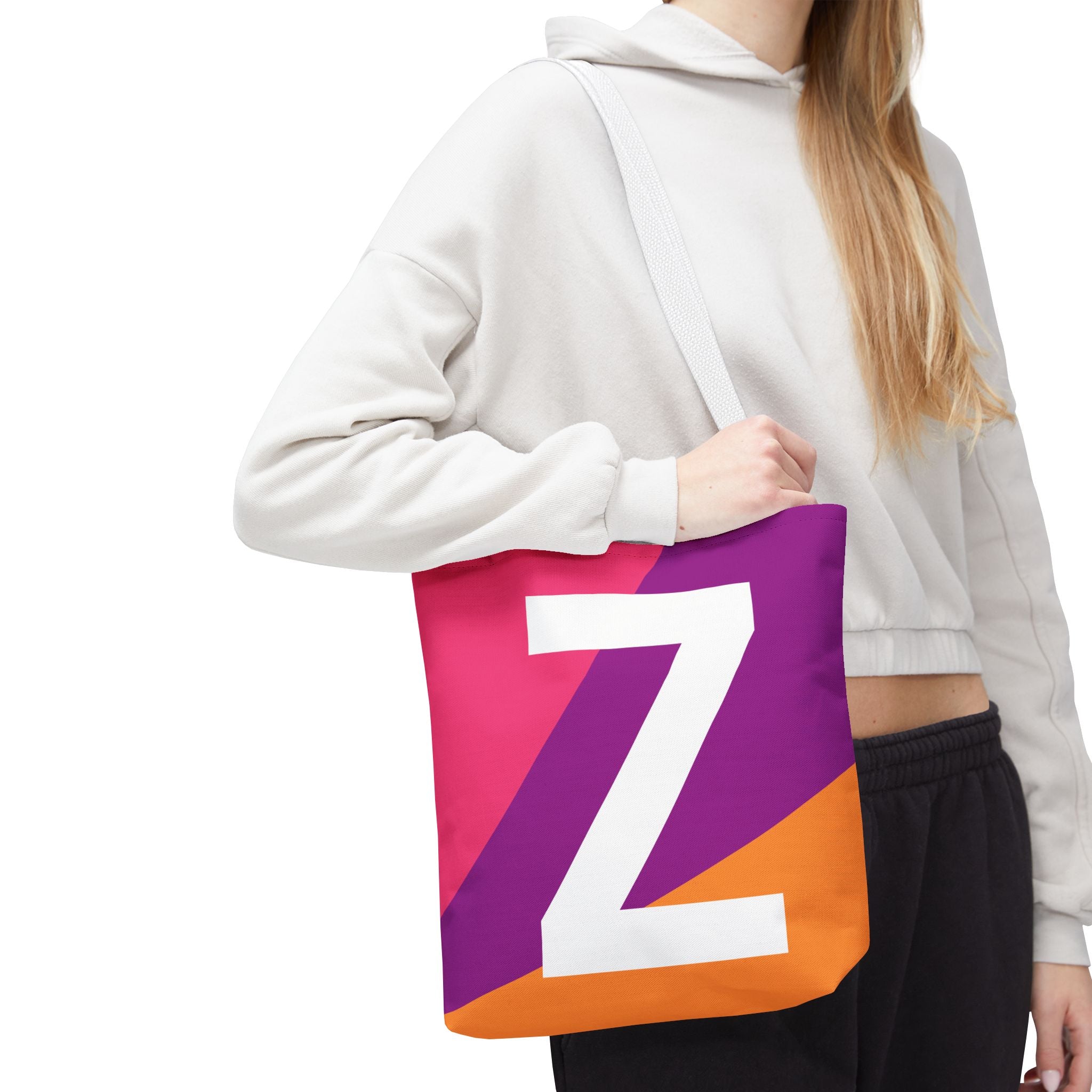 Monogram 'Z' Colorblock Tote Bag — Personalized Initial Z Shoulder Tote