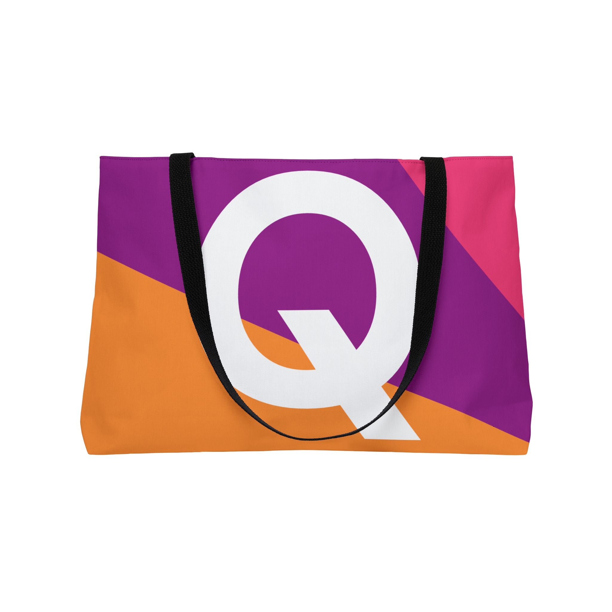 Personalized 'Q' Colorblock Tote Bag — Monogram Weekender Tote