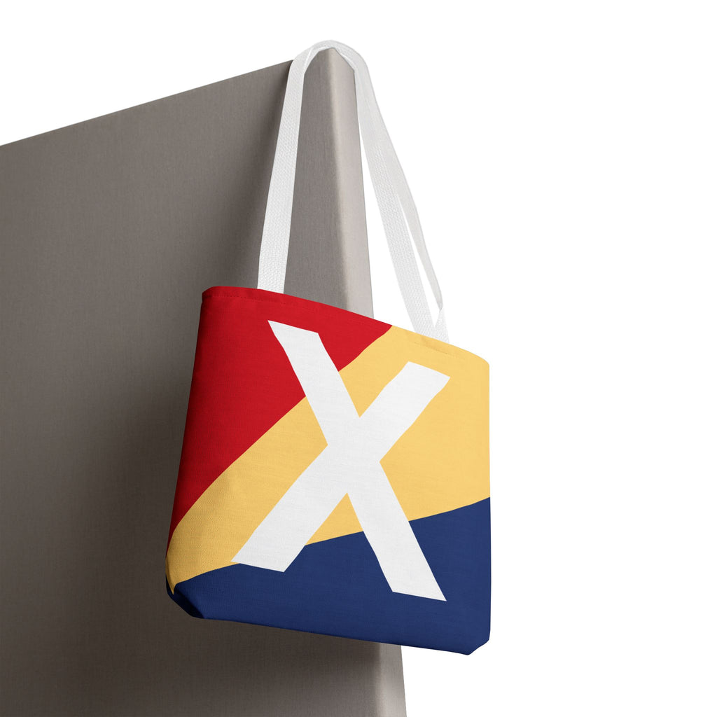 Monogram 'X' Colorblock Tote Bag — Personalized Initial X Shoulder Tote
