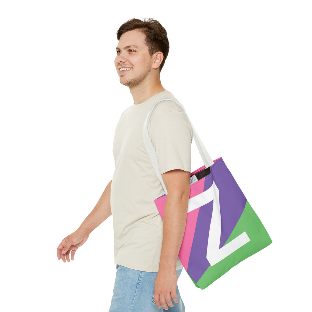 Monogram 'Z' Colorblock Tote Bag — Personalized Initial Z Shoulder Tote