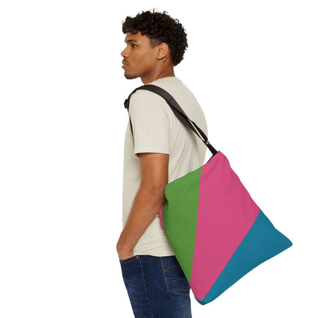 Colorblock Geometric Tote Bag — Adjustable Strap, Bright Abstract Pattern