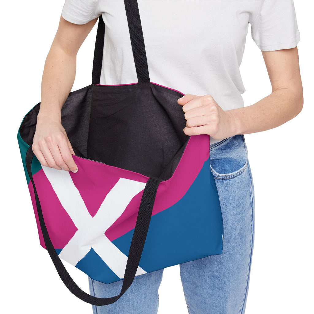 Personalized 'X' Colorblock Tote Bag — Monogram Weekender Tote