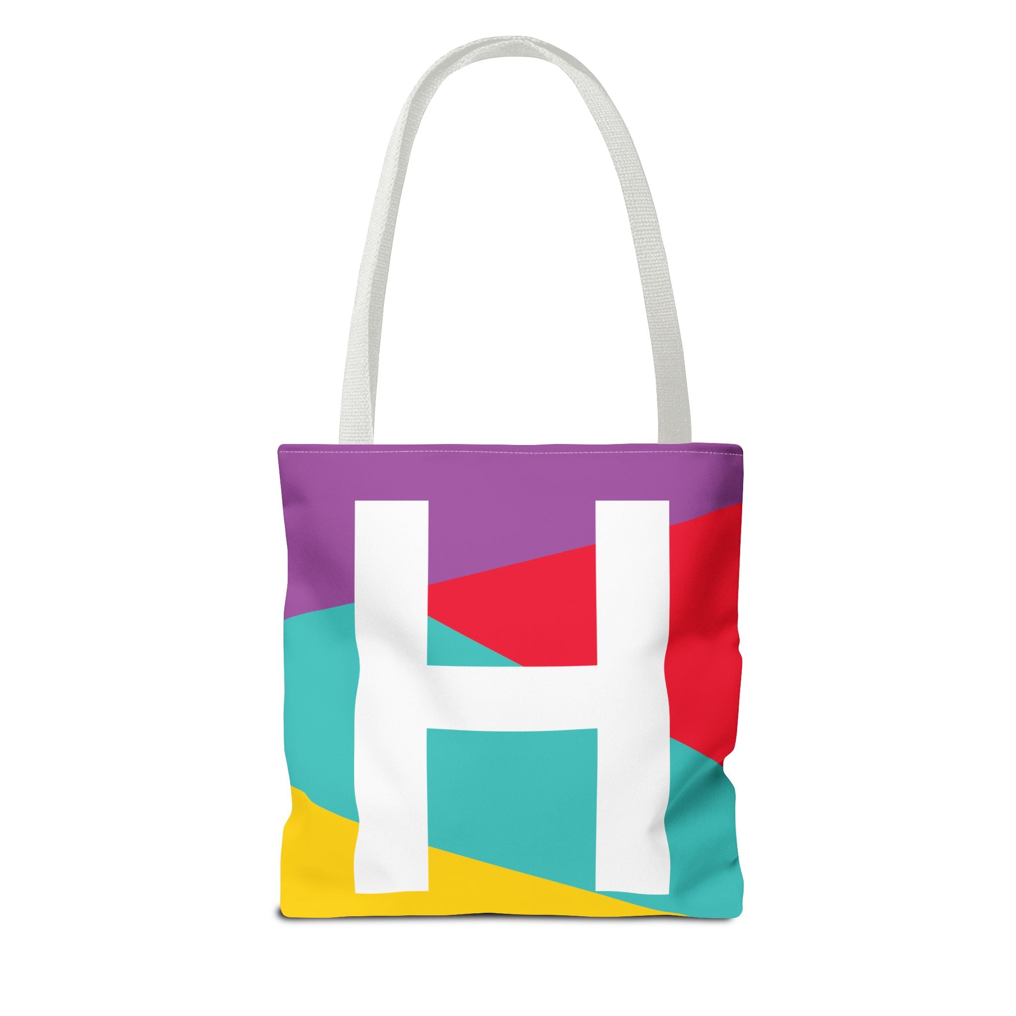 Monogram 'H' Colorblock Tote Bag — Personalized Initial H Shoulder Tote