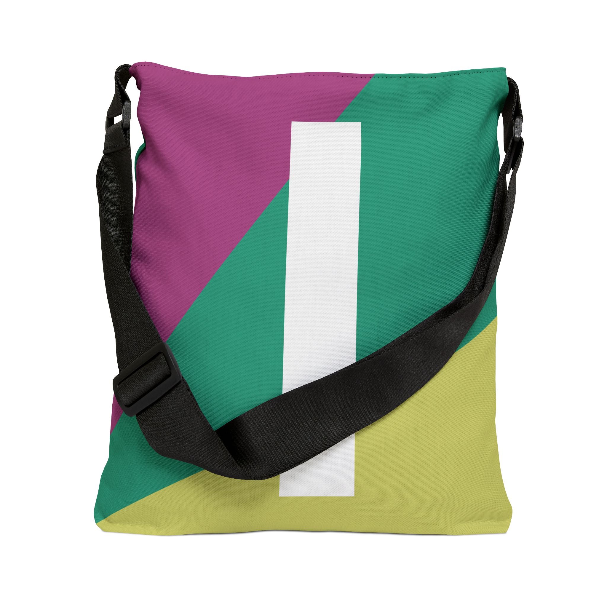 Initial Letter 'I' Colorblock Adjustable Tote Bag — Monogram Alphabet Shoulder Bag