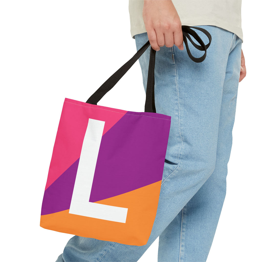 Monogram 'L' Colorblock Tote Bag — Personalized Initial L Shoulder Tote