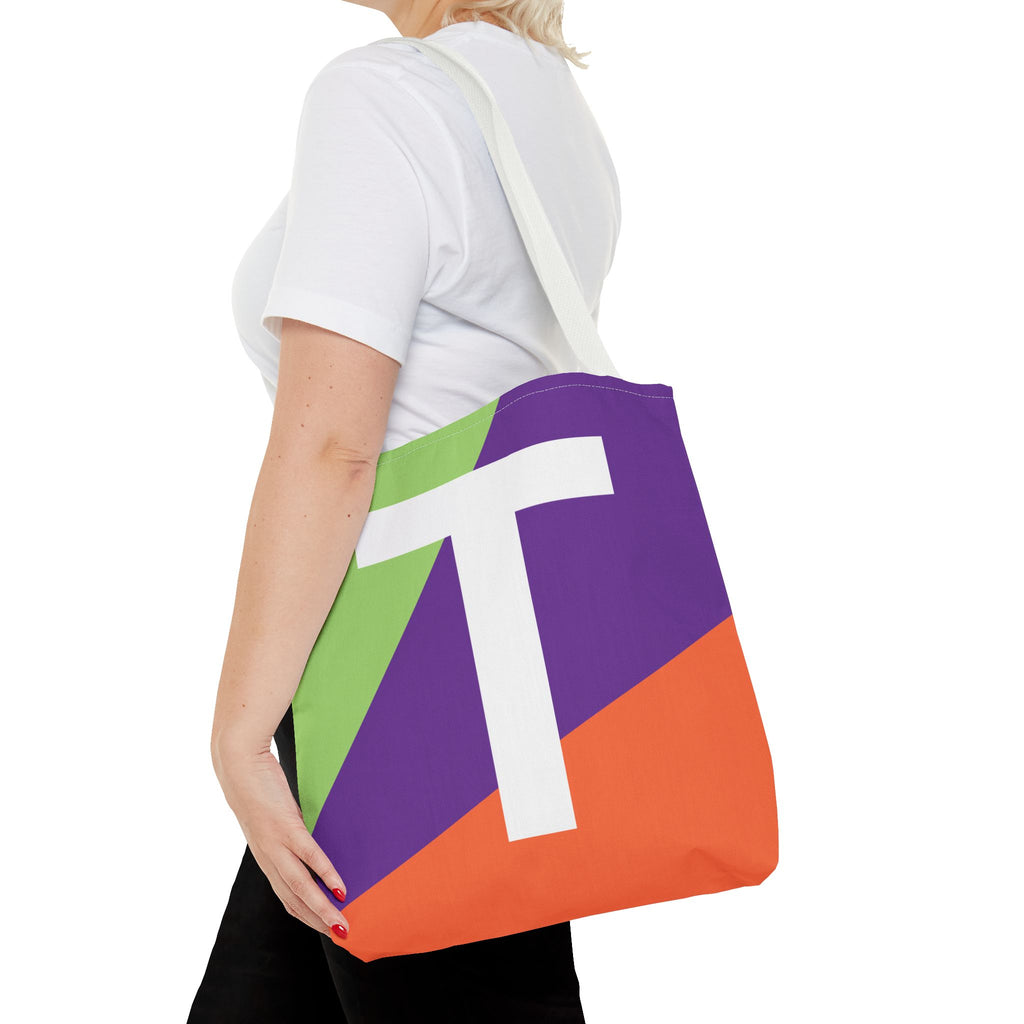 Monogram 'T' Colorblock Tote Bag — Personalized Initial T Shoulder Tote
