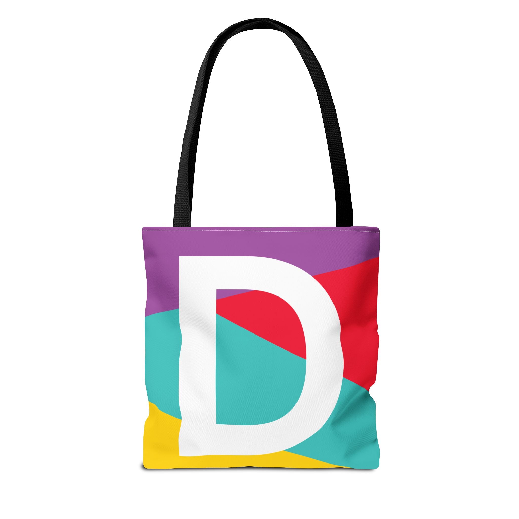 Monogram 'D' Colorblock Tote Bag — Personalized Initial D Shoulder Tote