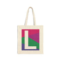 Initial L Colorblock Canvas Tote Bag — Monogram Letter L Reusable Grocery Tote