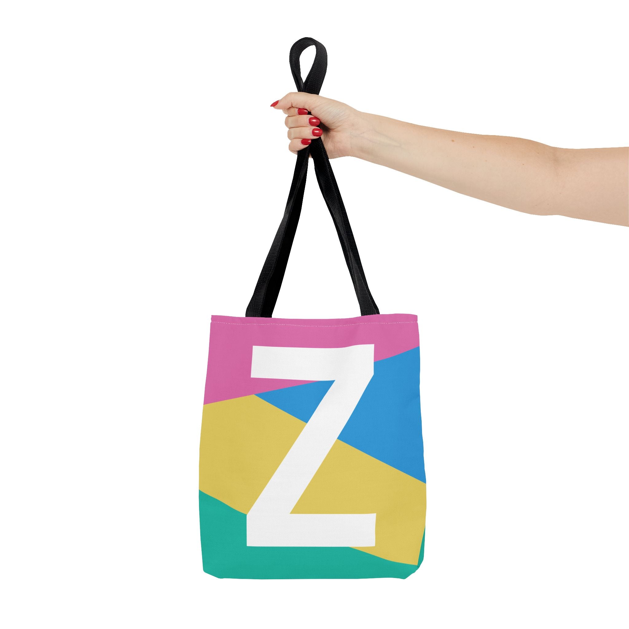 Monogram 'Z' Colorblock Tote Bag — Personalized Initial Z Shoulder Tote