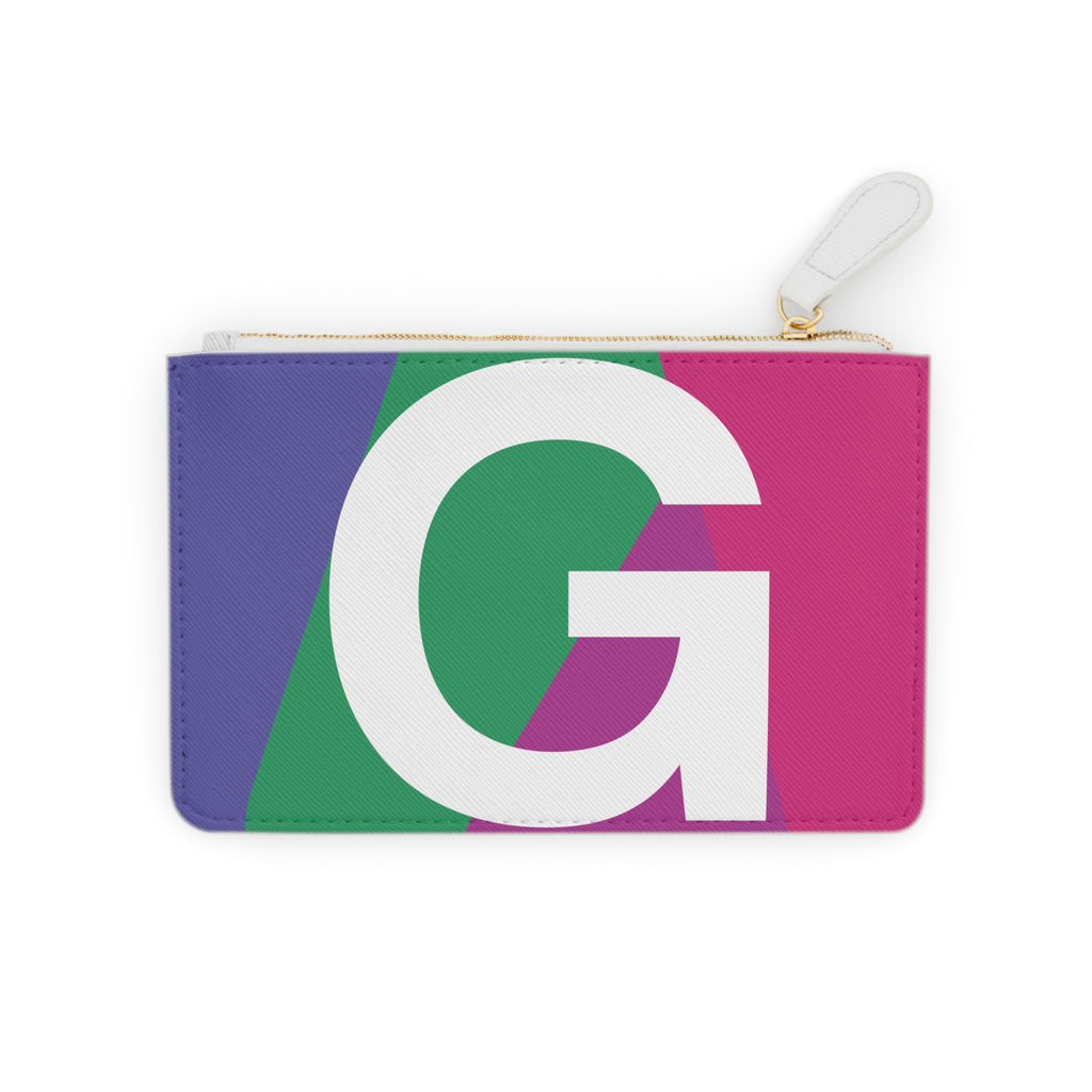Initial G Mini Clutch — Colorblock Monogram Wristlet Wallet