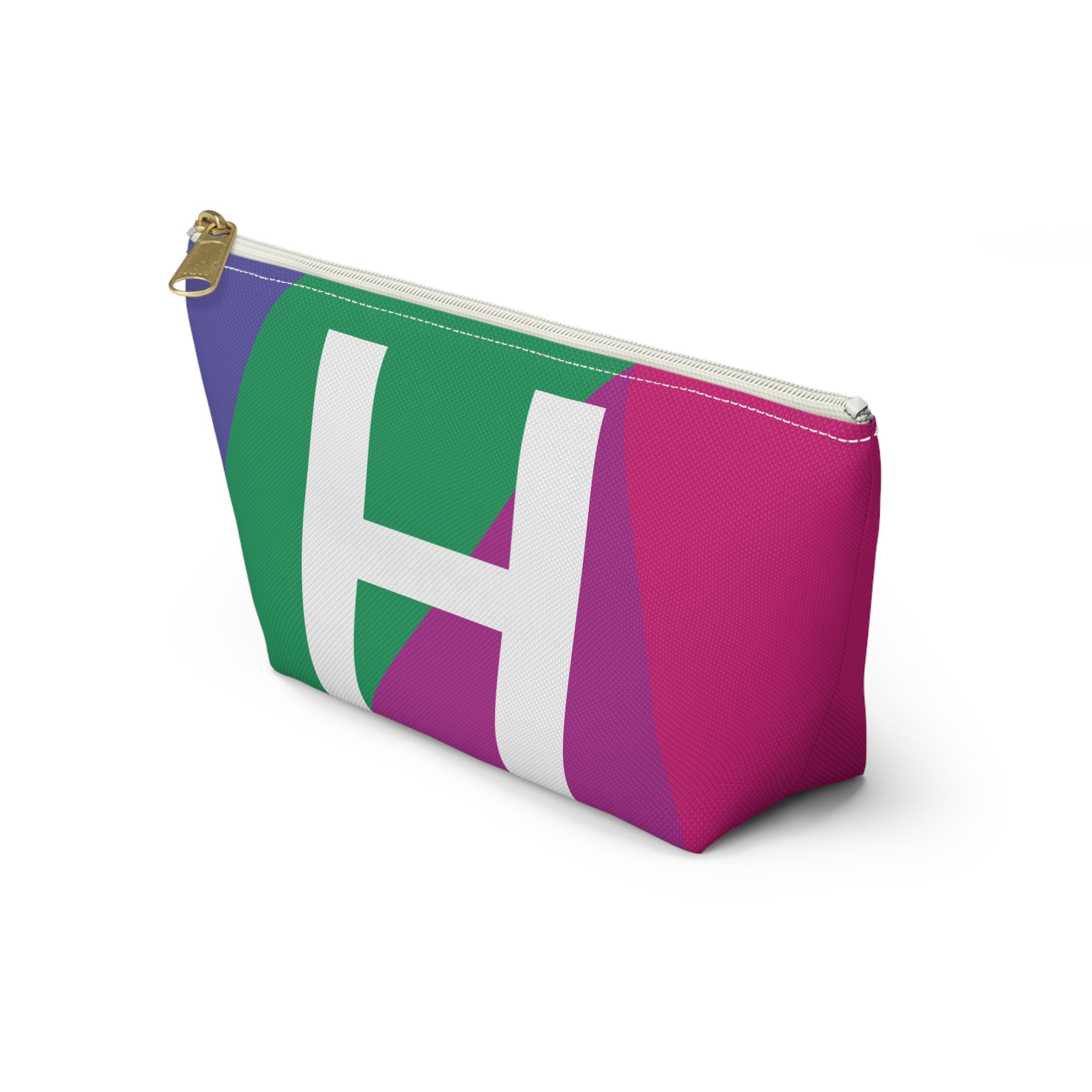 Initials Colorblock Accessory Pouch — Monogram H T-Bottom Cosmetic Bag