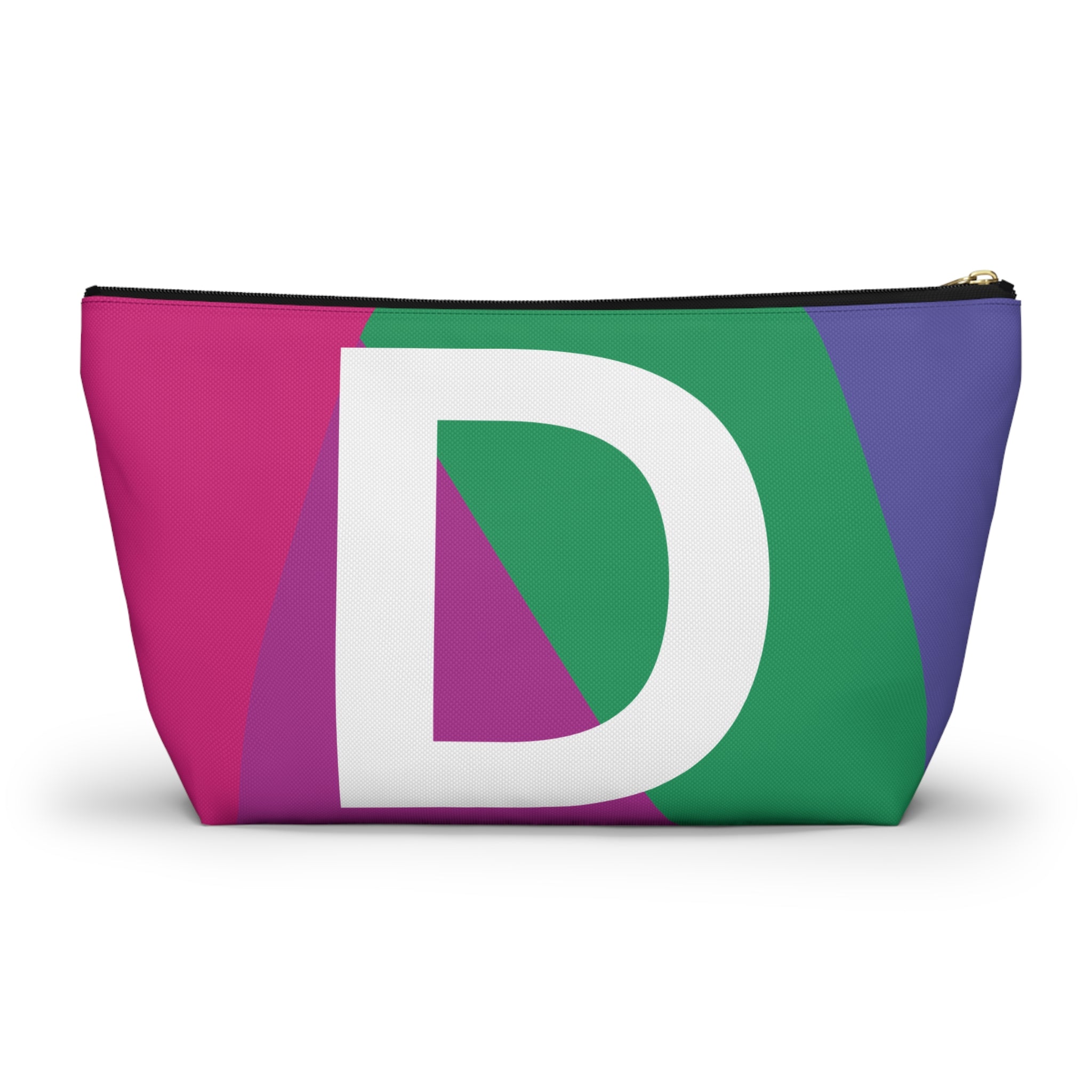 Initials Colorblock Accessory Pouch — Monogram D T-Bottom Cosmetic Bag