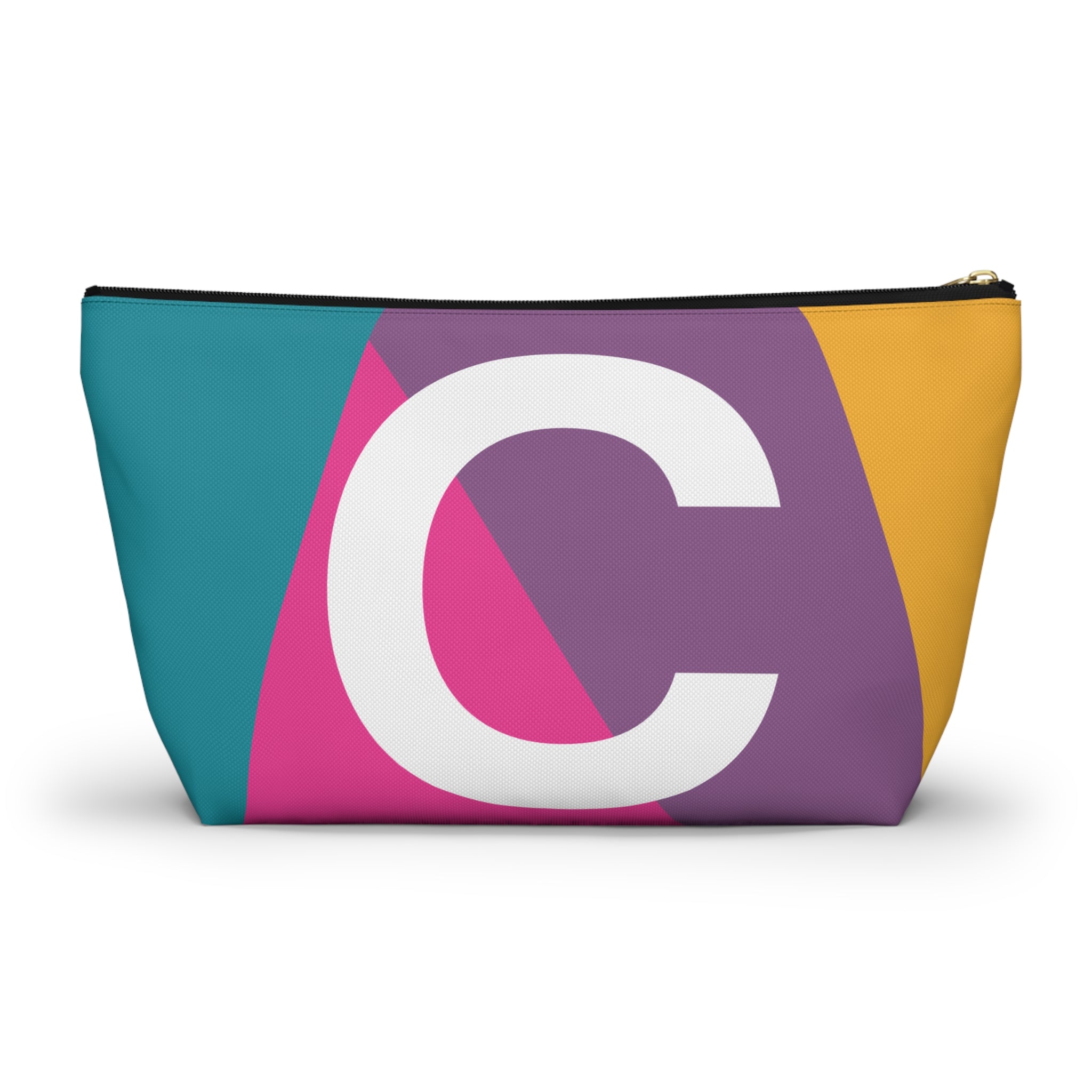 Initials Colorblock Accessory Pouch — Monogram C T-Bottom Cosmetic Bag