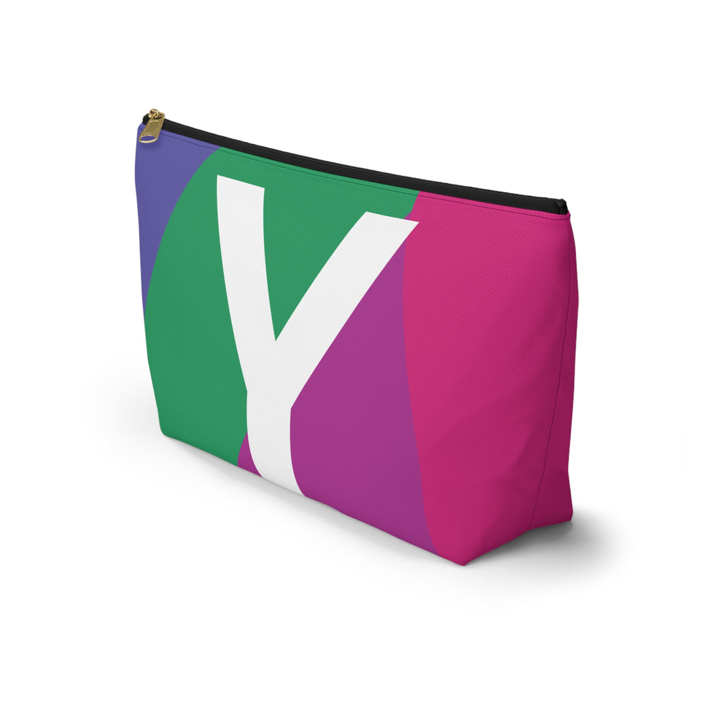 Initials Colorblock Accessory Pouch — Monogram Y T-Bottom Cosmetic Bag