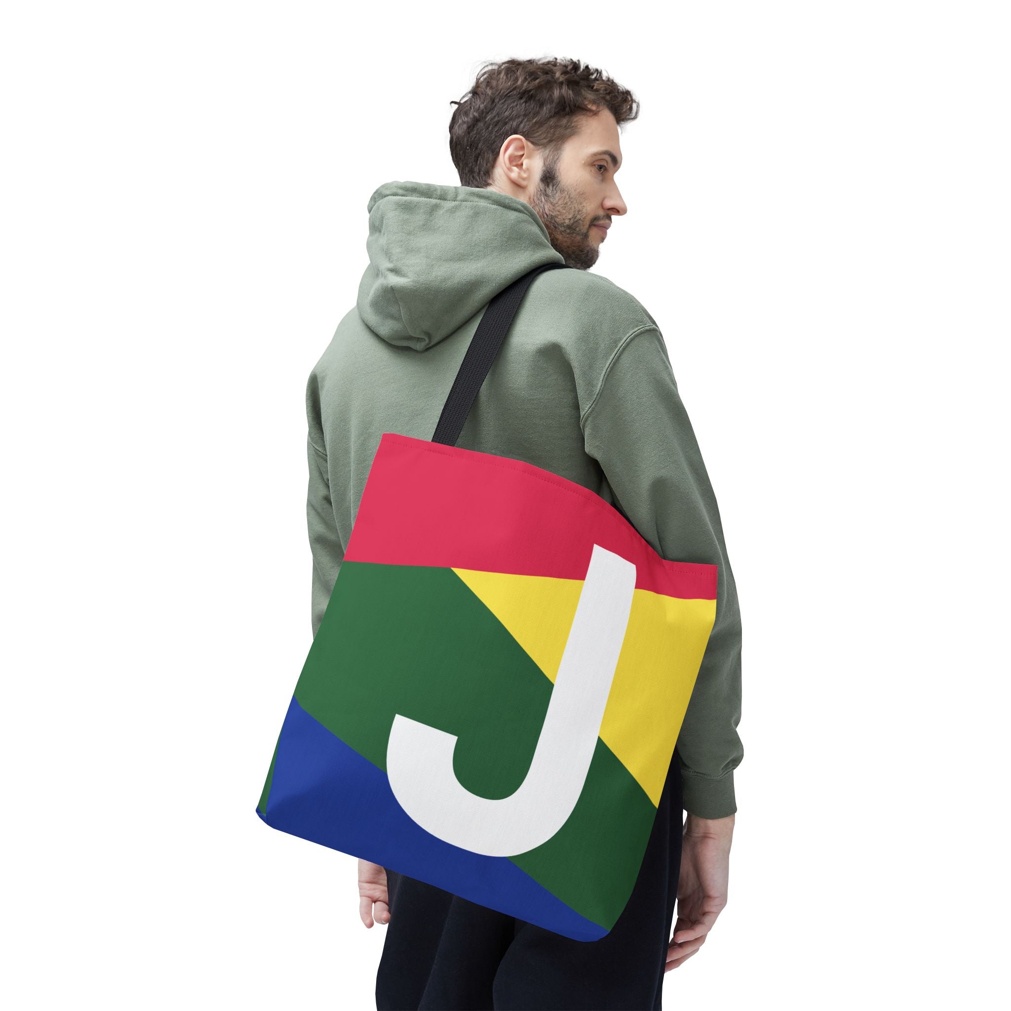 Monogram 'J' Colorblock Tote Bag — Personalized Initial J Shoulder Tote