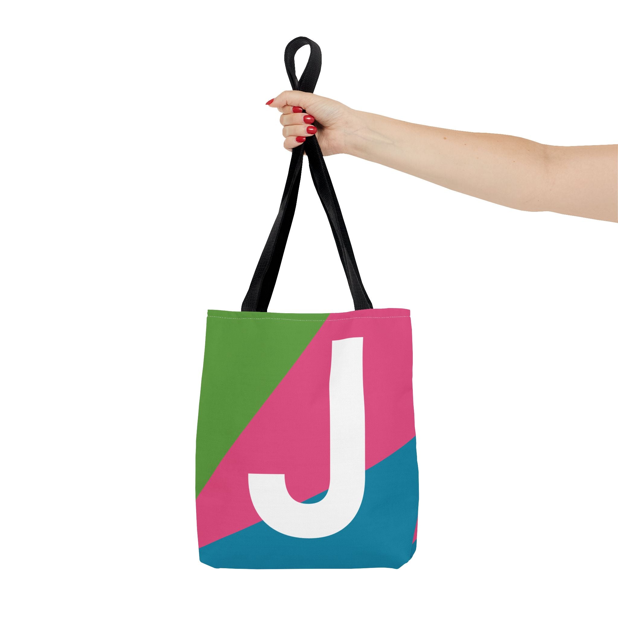 Monogram 'J' Colorblock Tote Bag — Personalized Initial J Shoulder Tote