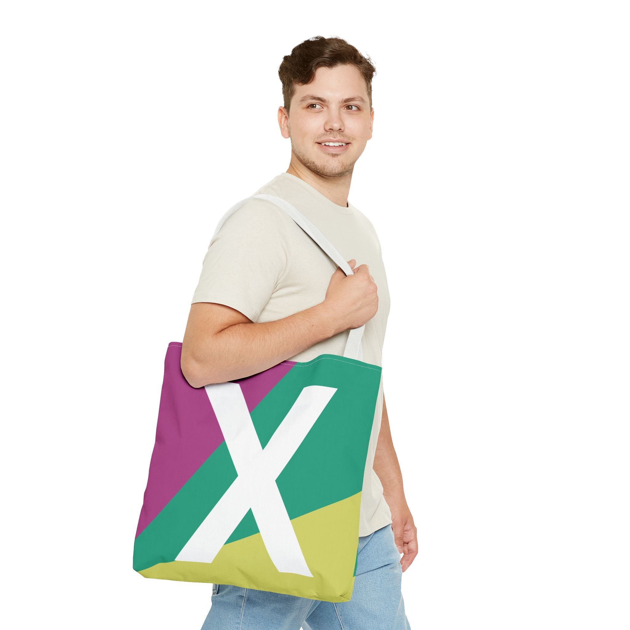 Monogram 'X' Colorblock Tote Bag — Personalized Initial X Shoulder Tote