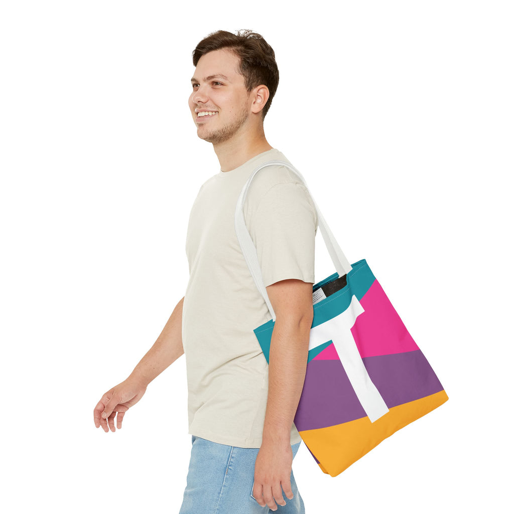 Monogram 'T' Colorblock Tote Bag — Personalized Initial T Shoulder Tote