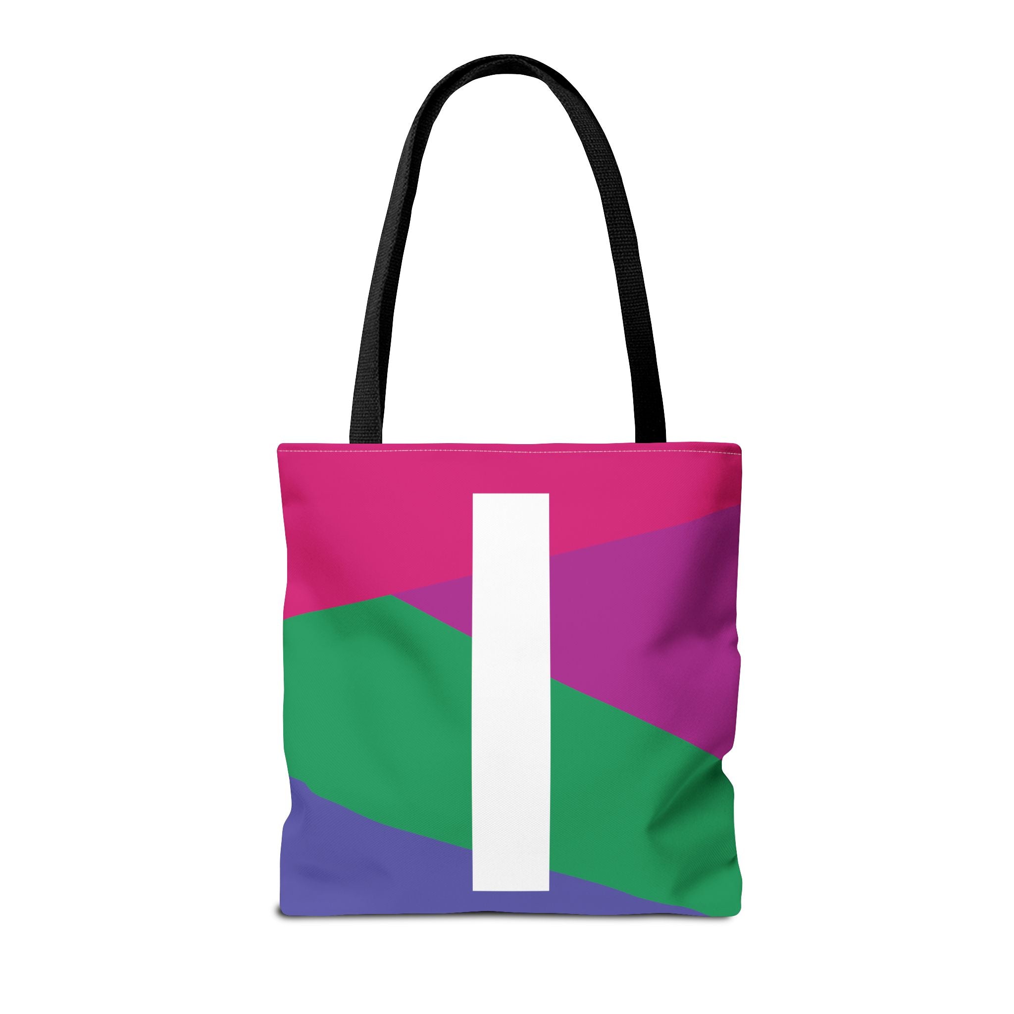 Monogram 'I' Colorblock Tote Bag — Personalized Initial I Shoulder Tote