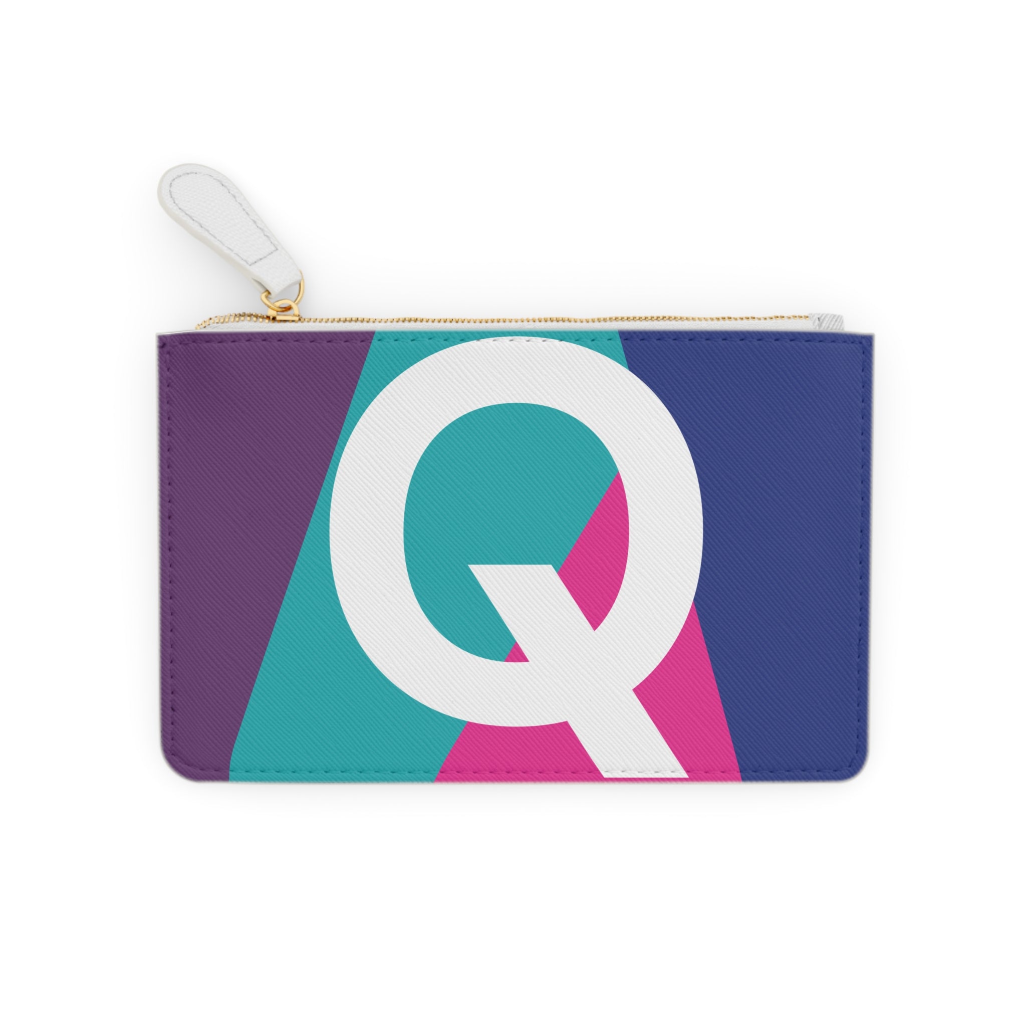 Initial Q Mini Clutch — Colorblock Monogram Wristlet Wallet