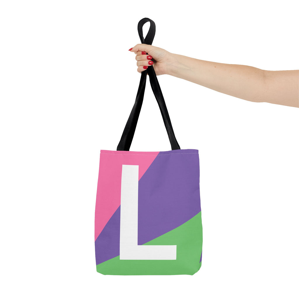 Monogram 'L' Colorblock Tote Bag — Personalized Initial L Shoulder Tote