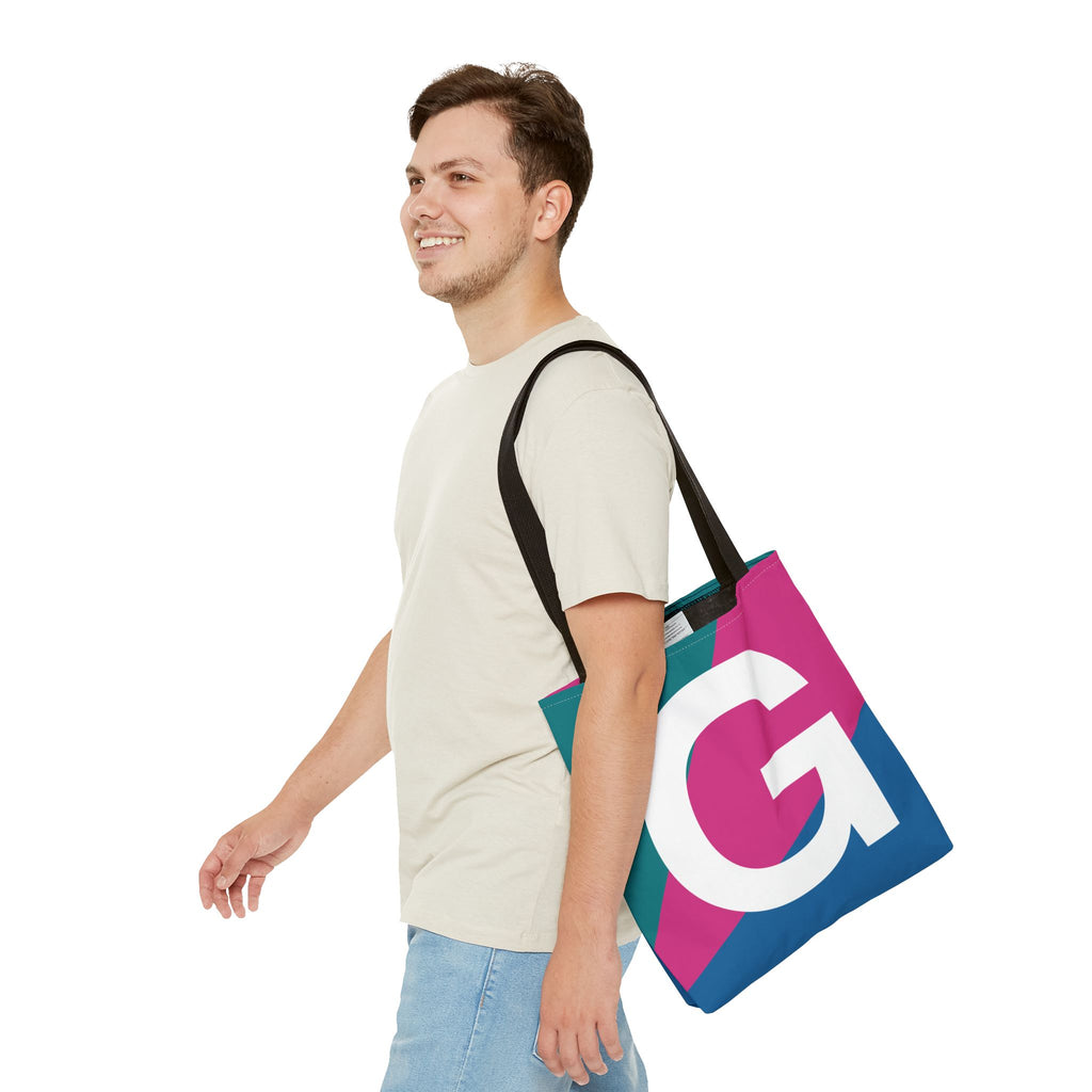 Monogram 'G' Colorblock Tote Bag — Personalized Initial G Shoulder Tote