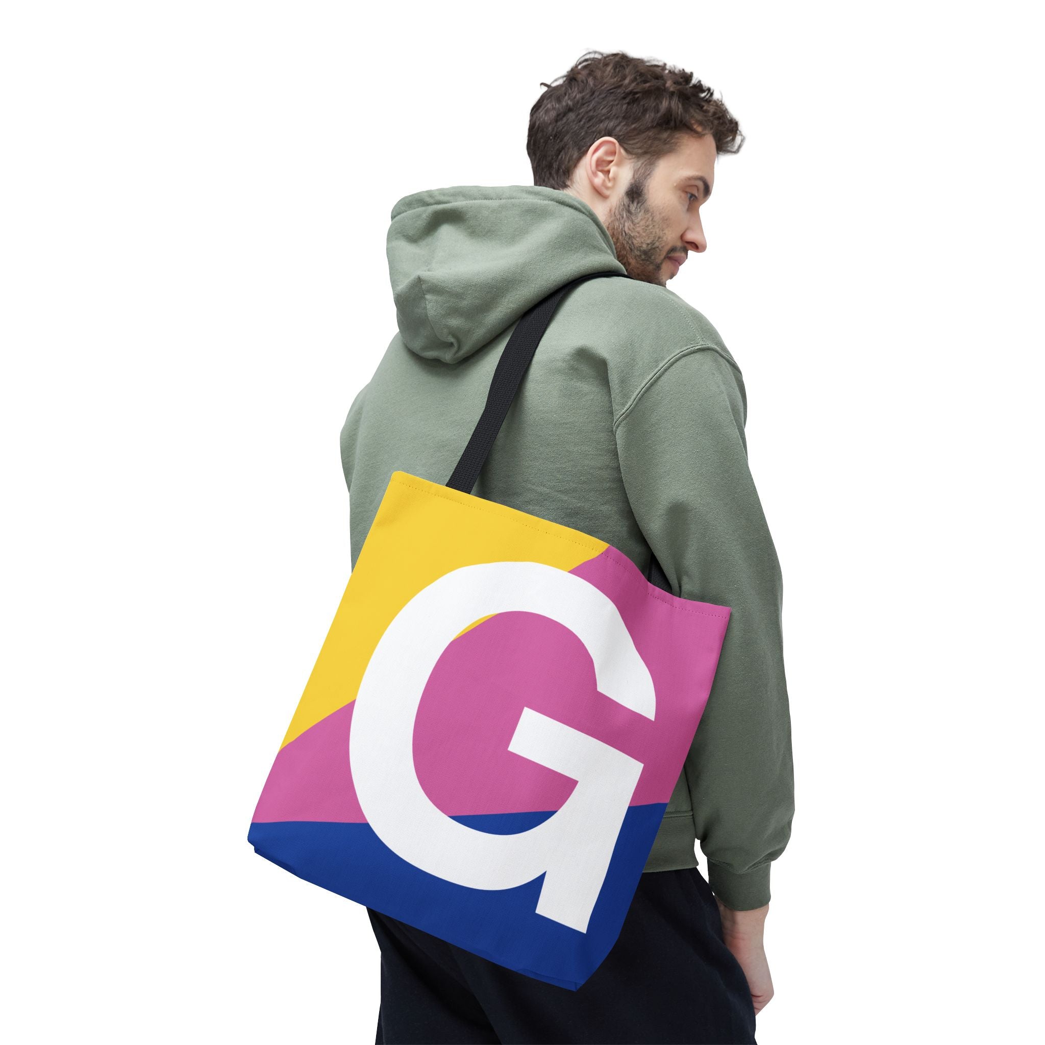Monogram 'G' Colorblock Tote Bag — Personalized Initial G Shoulder Tote