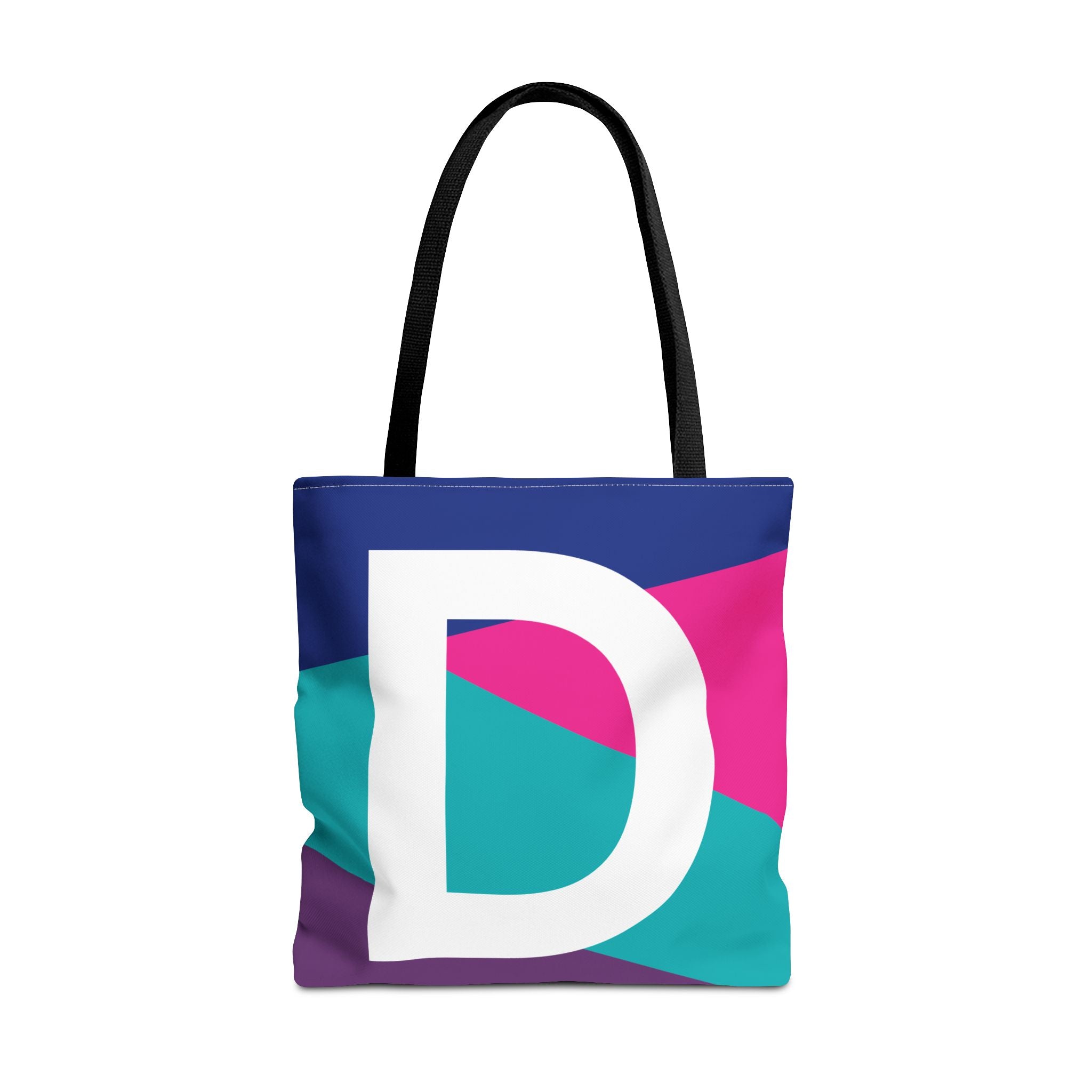 Monogram 'D' Colorblock Tote Bag — Personalized Initial D Shoulder Tote