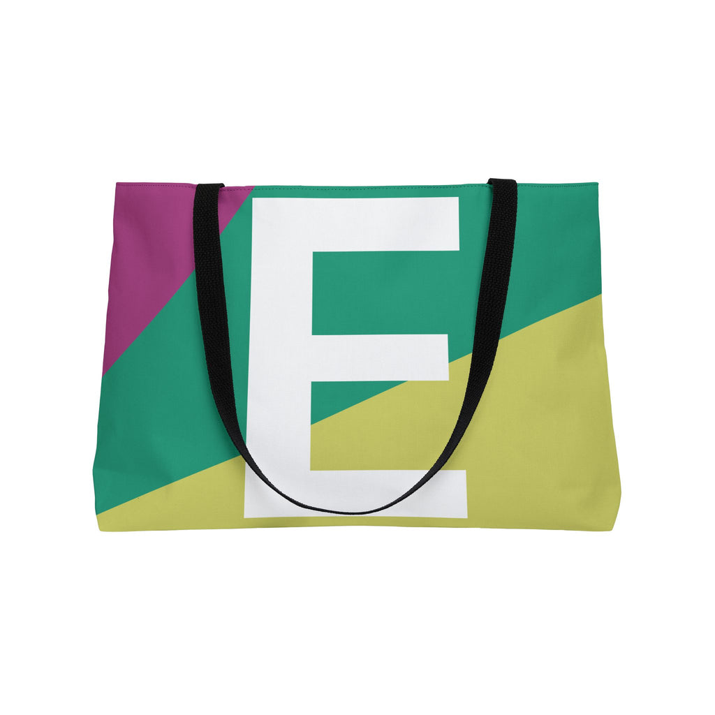 Personalized 'E' Colorblock Tote Bag — Monogram Weekender Tote