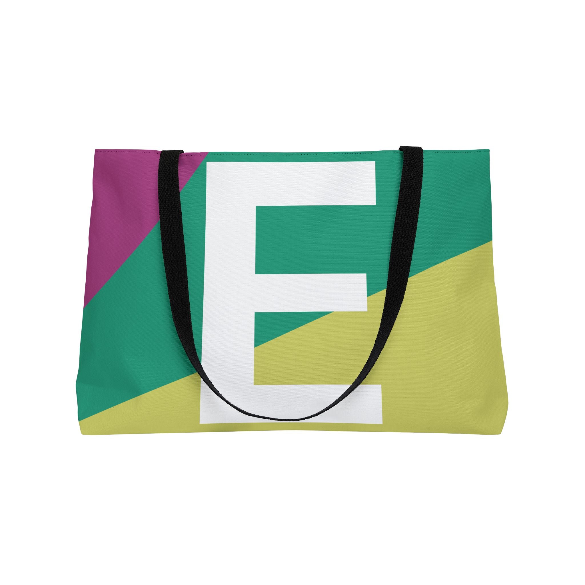 Personalized 'E' Colorblock Tote Bag — Monogram Weekender Tote