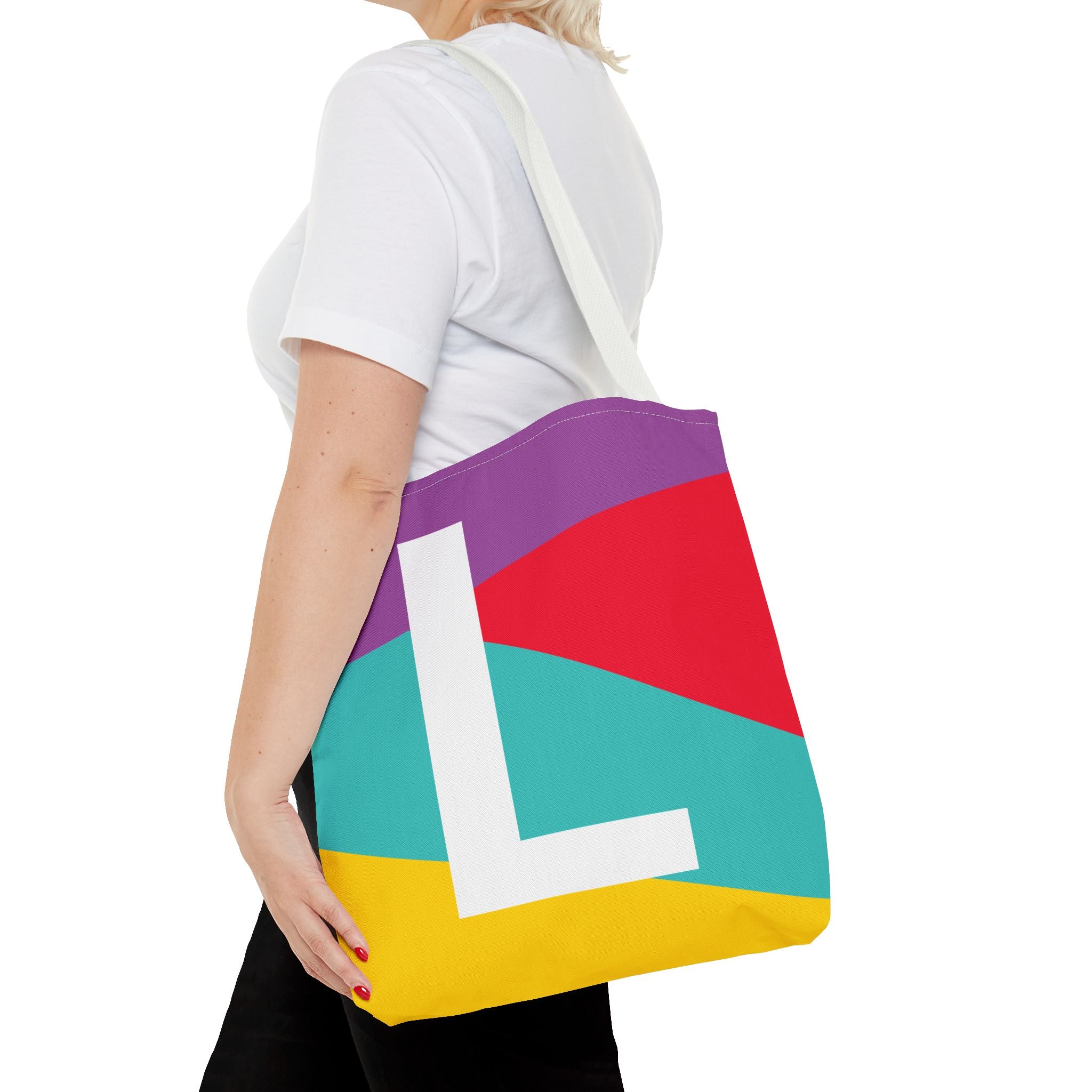Monogram 'L' Colorblock Tote Bag — Personalized Initial L Shoulder Tote