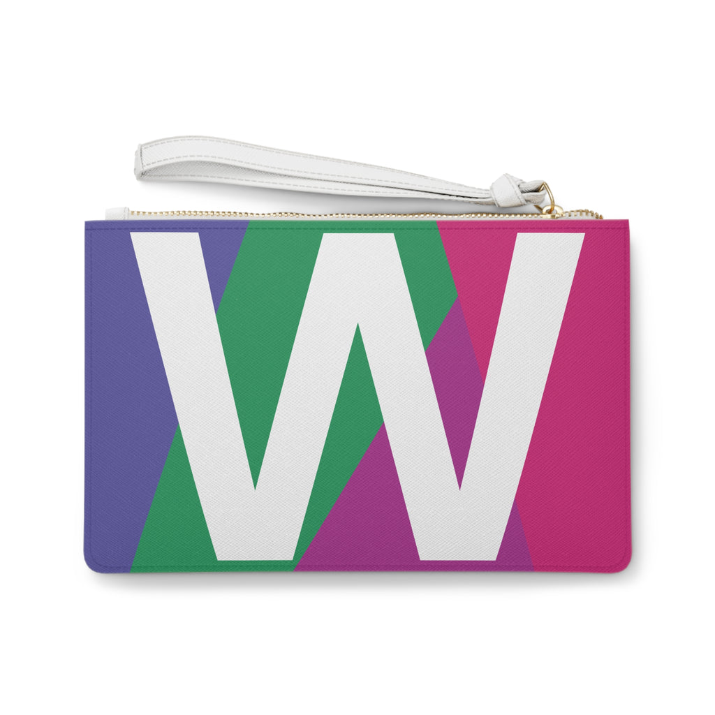 Monogram 'W' Colorblock Clutch Bag — Bold Geometric Wristlet for Everyday & Gifts