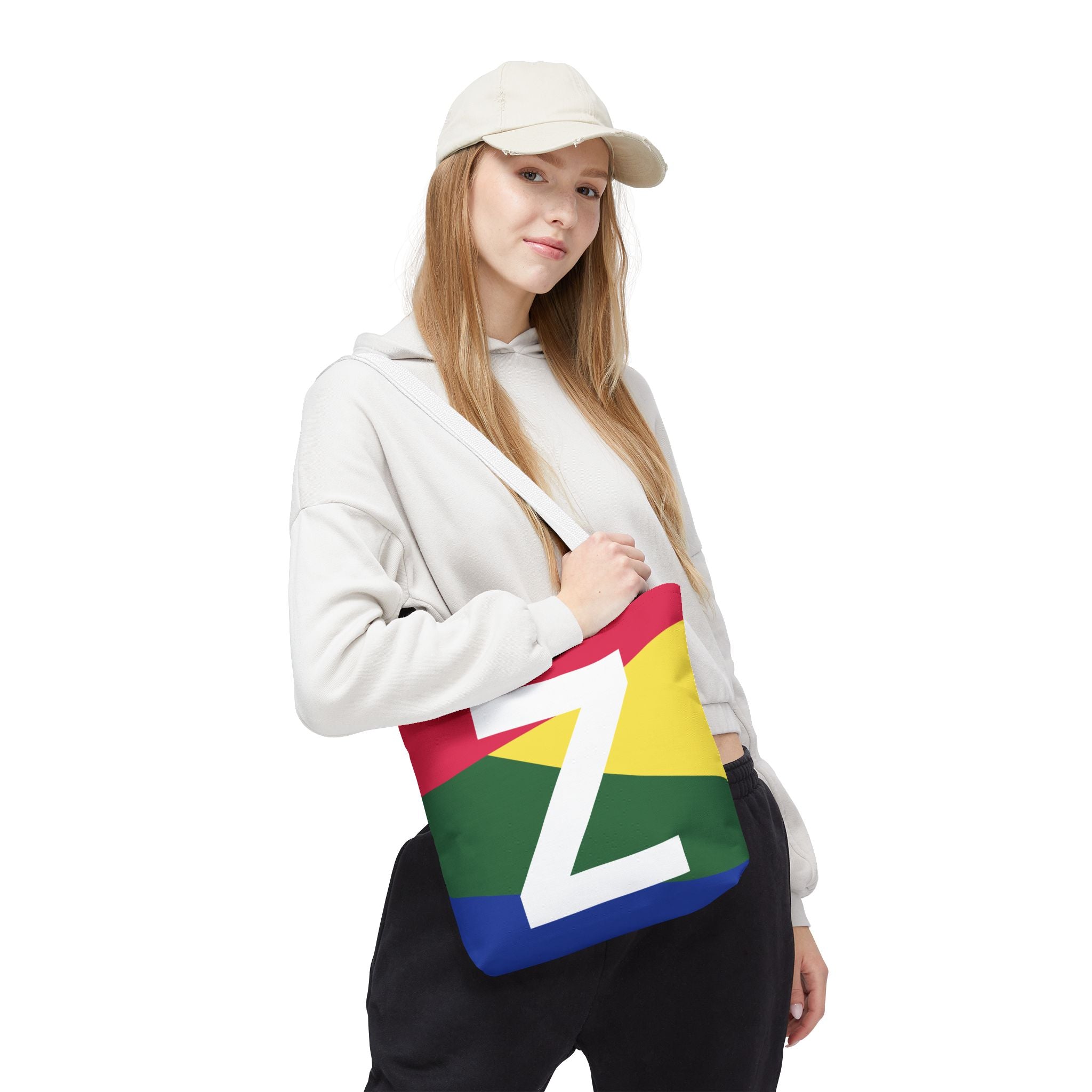 Monogram 'Z' Colorblock Tote Bag — Personalized Initial Z Shoulder Tote