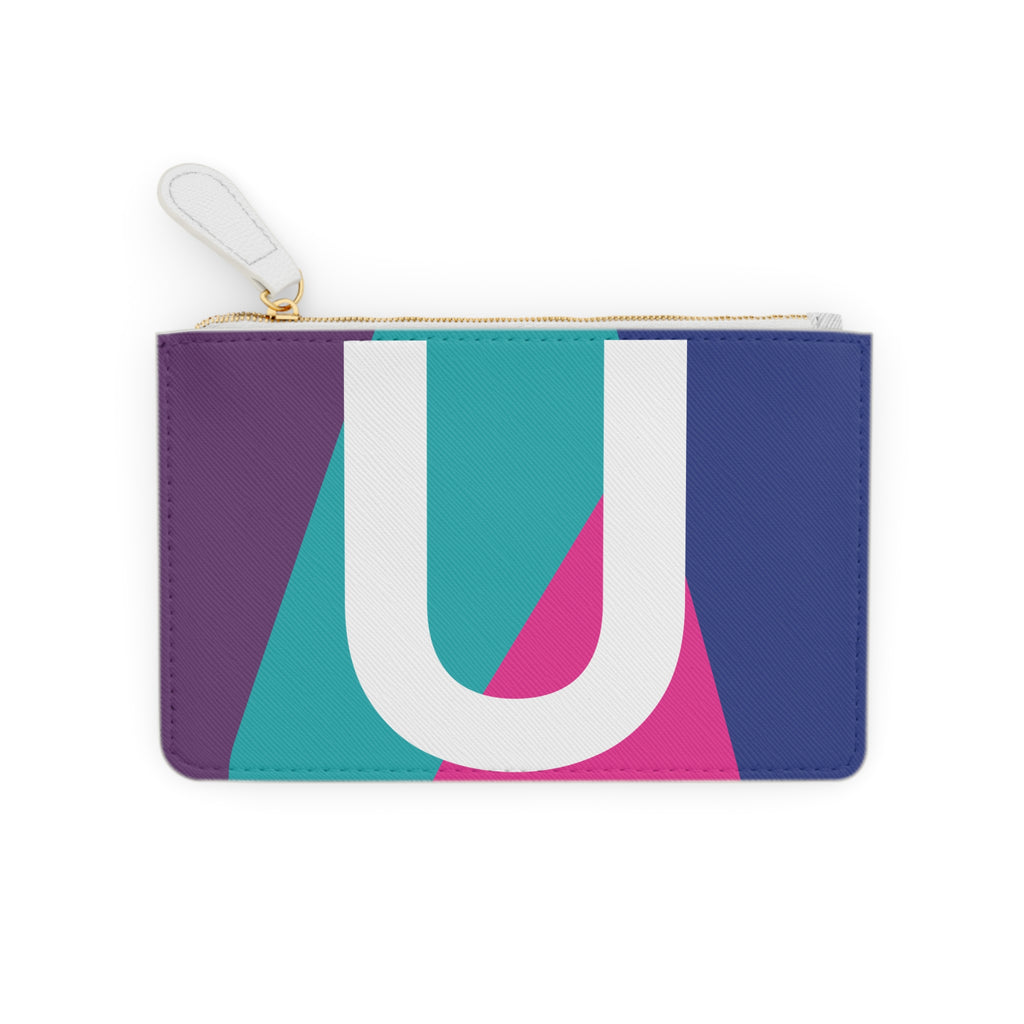 Initial U Mini Clutch — Colorblock Monogram Wristlet Wallet