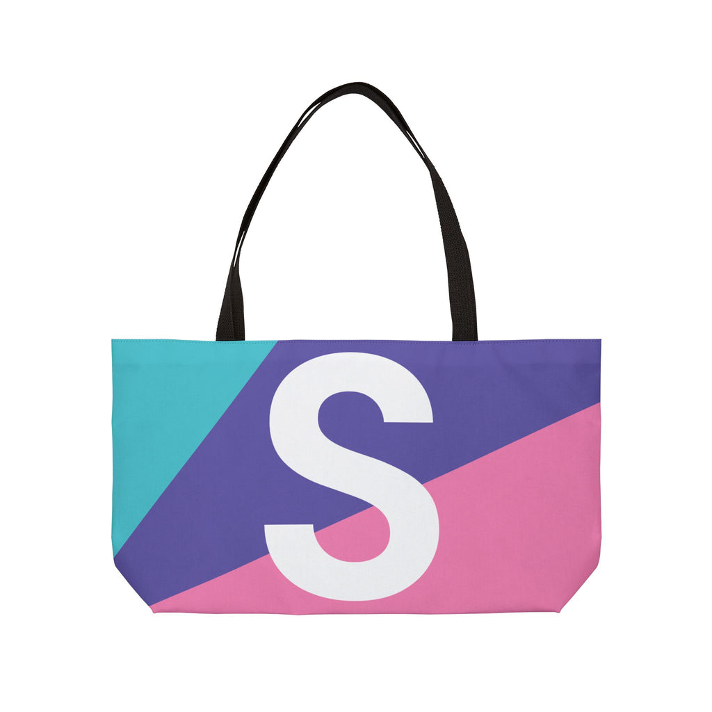 Personalized 'S' Colorblock Tote Bag — Monogram Weekender Tote