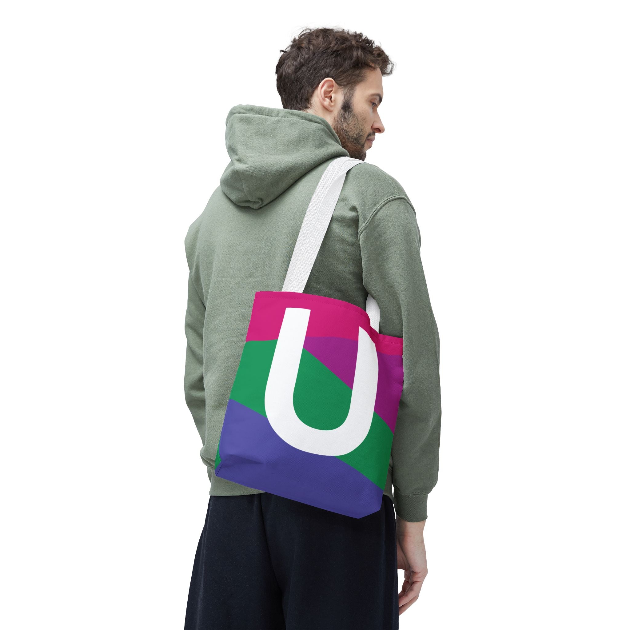 Monogram 'U' Colorblock Tote Bag — Personalized Initial U Shoulder Tote
